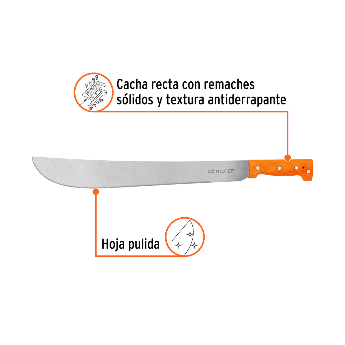 Machete estándar 18" cacha naranja
