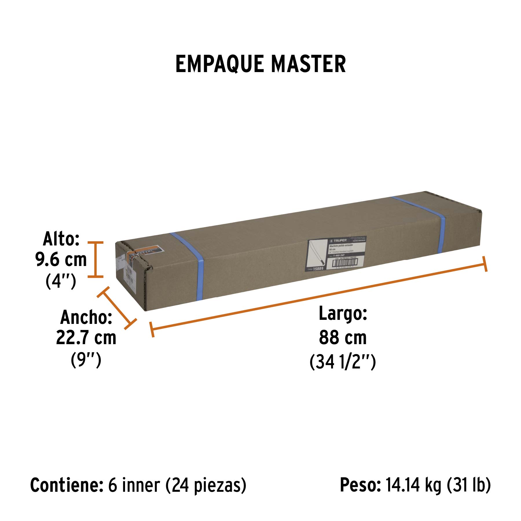 Machete estándar 26" cacha naranja SUSTITUYE 15869