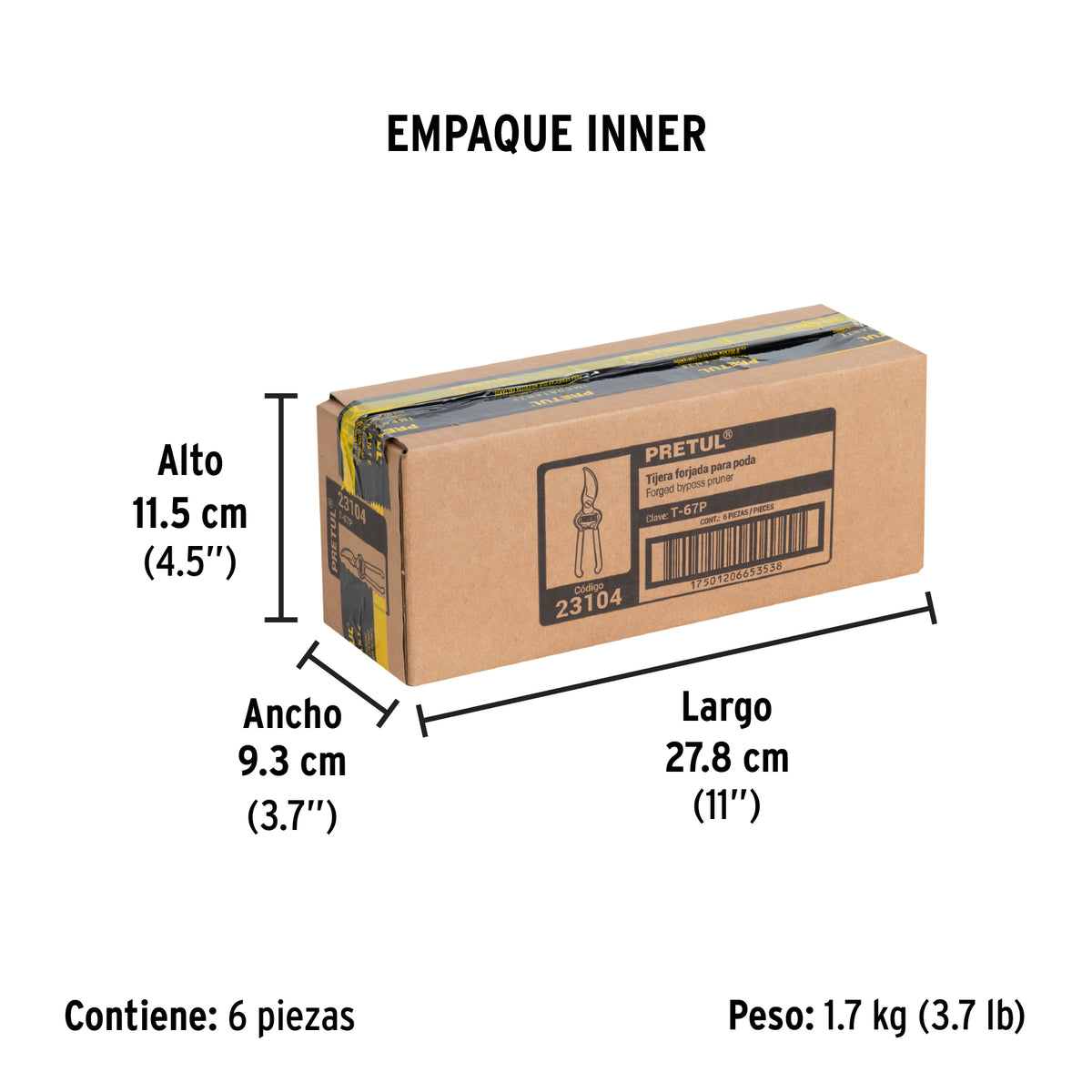 Tijera para poda, 8", forjada, Pretul