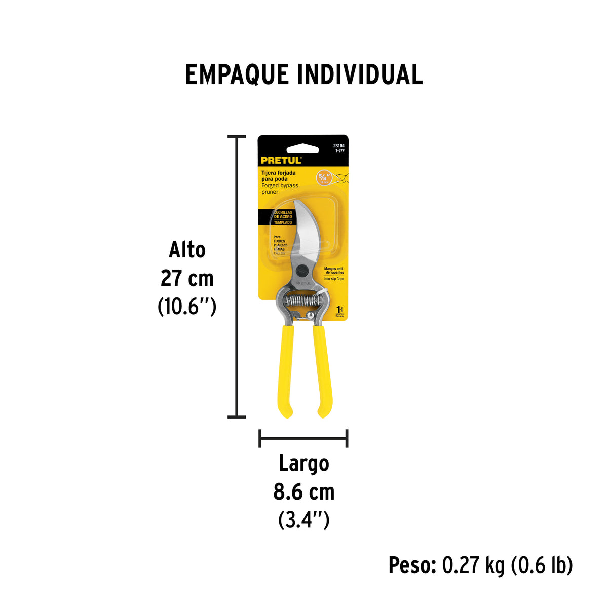 Tijera para poda, 8", forjada, Pretul