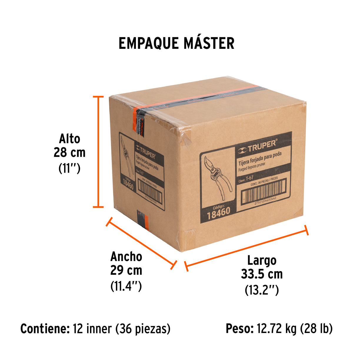 Tijera para poda 8", cuchilla de paso, forjada