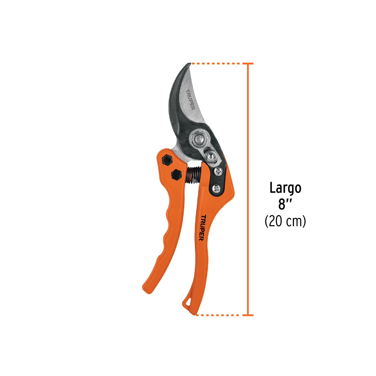 Tijera para poda 8", acero/nylon, cuchilla de paso