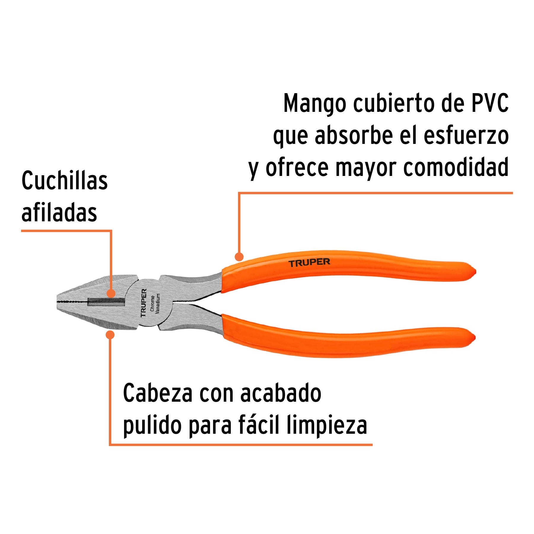 Pinza para electricista 8", mango de vinil