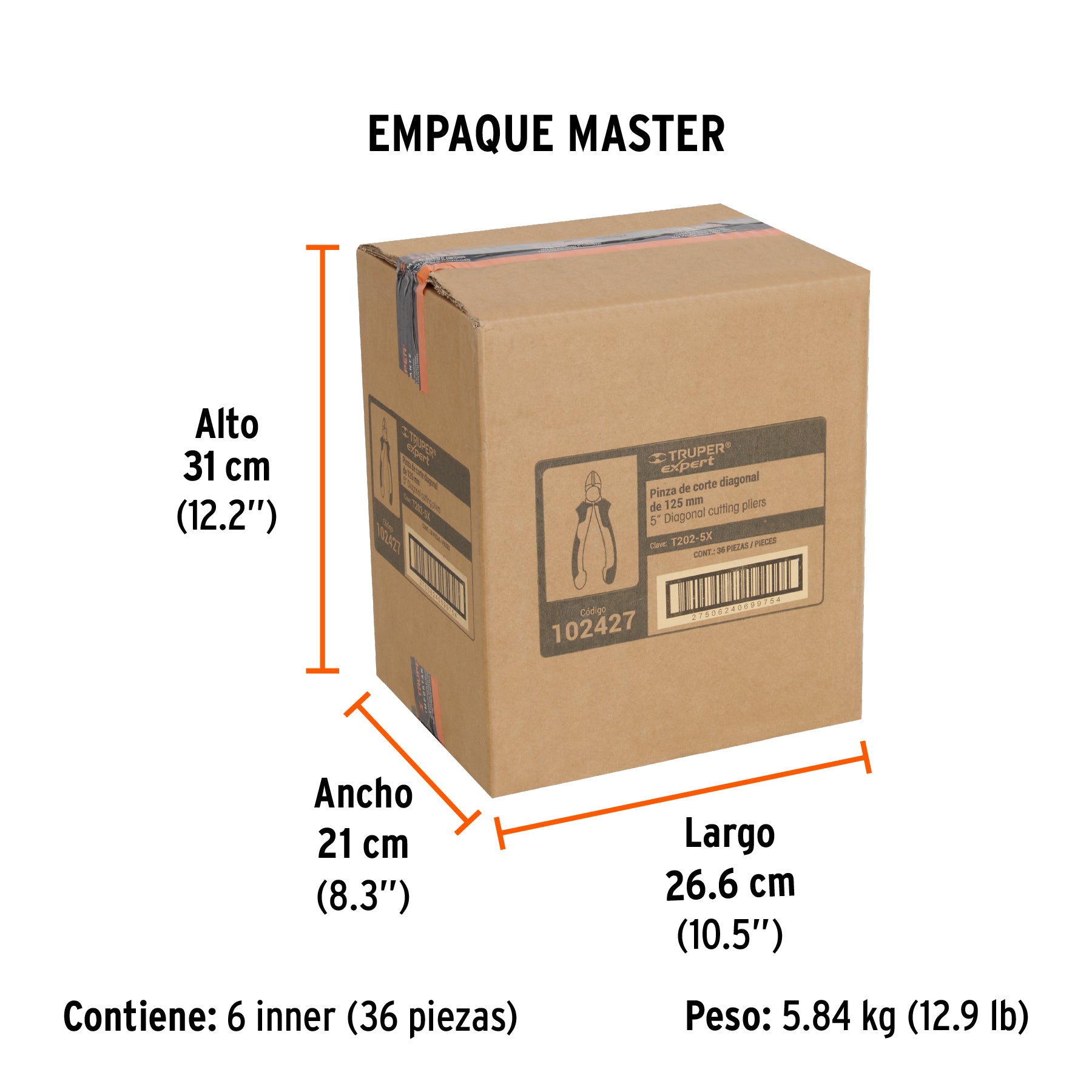 Pinza corte diagonal 5' mango Comfort Grip, Truper Expert