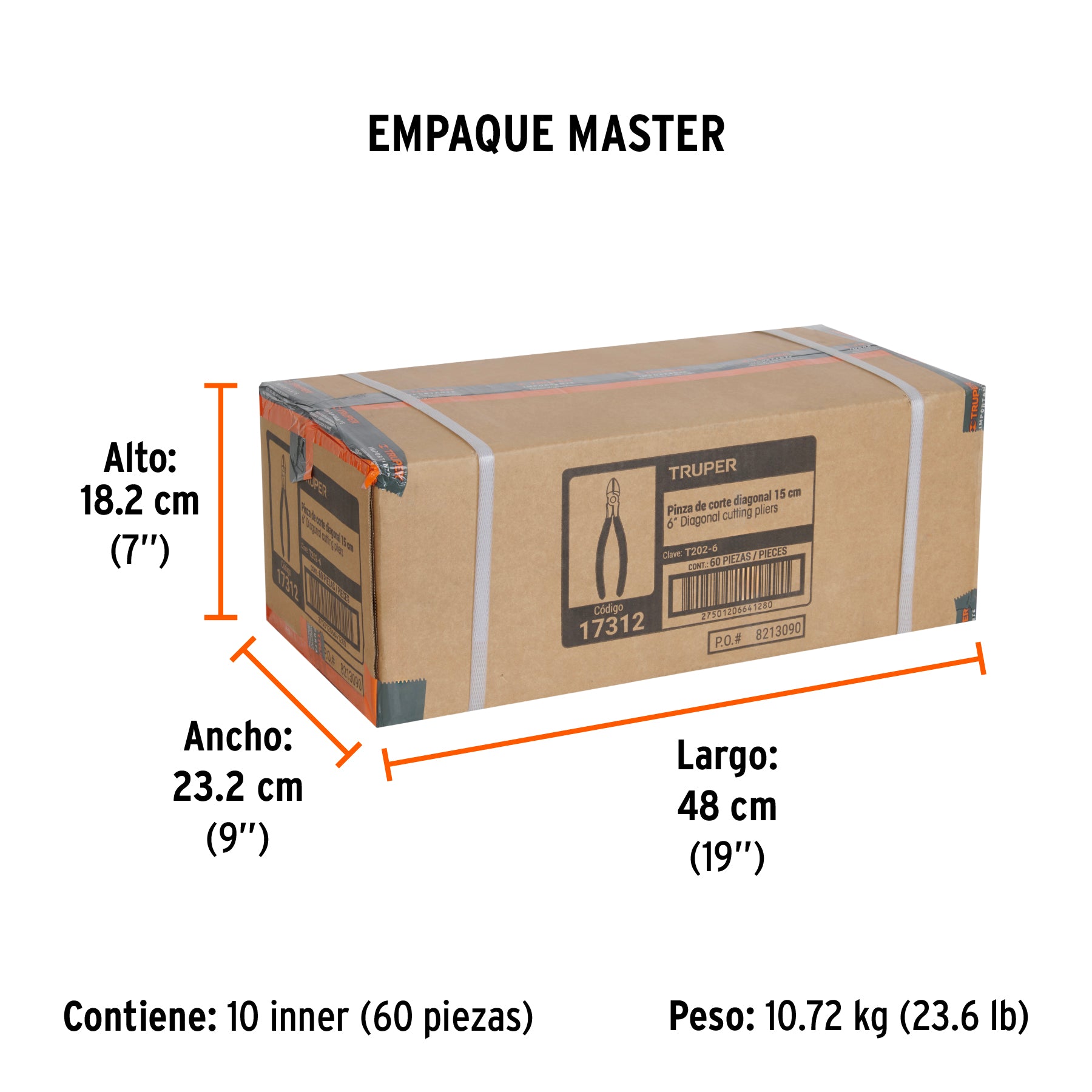 Pinza corte diagonal 6", mango de vinil