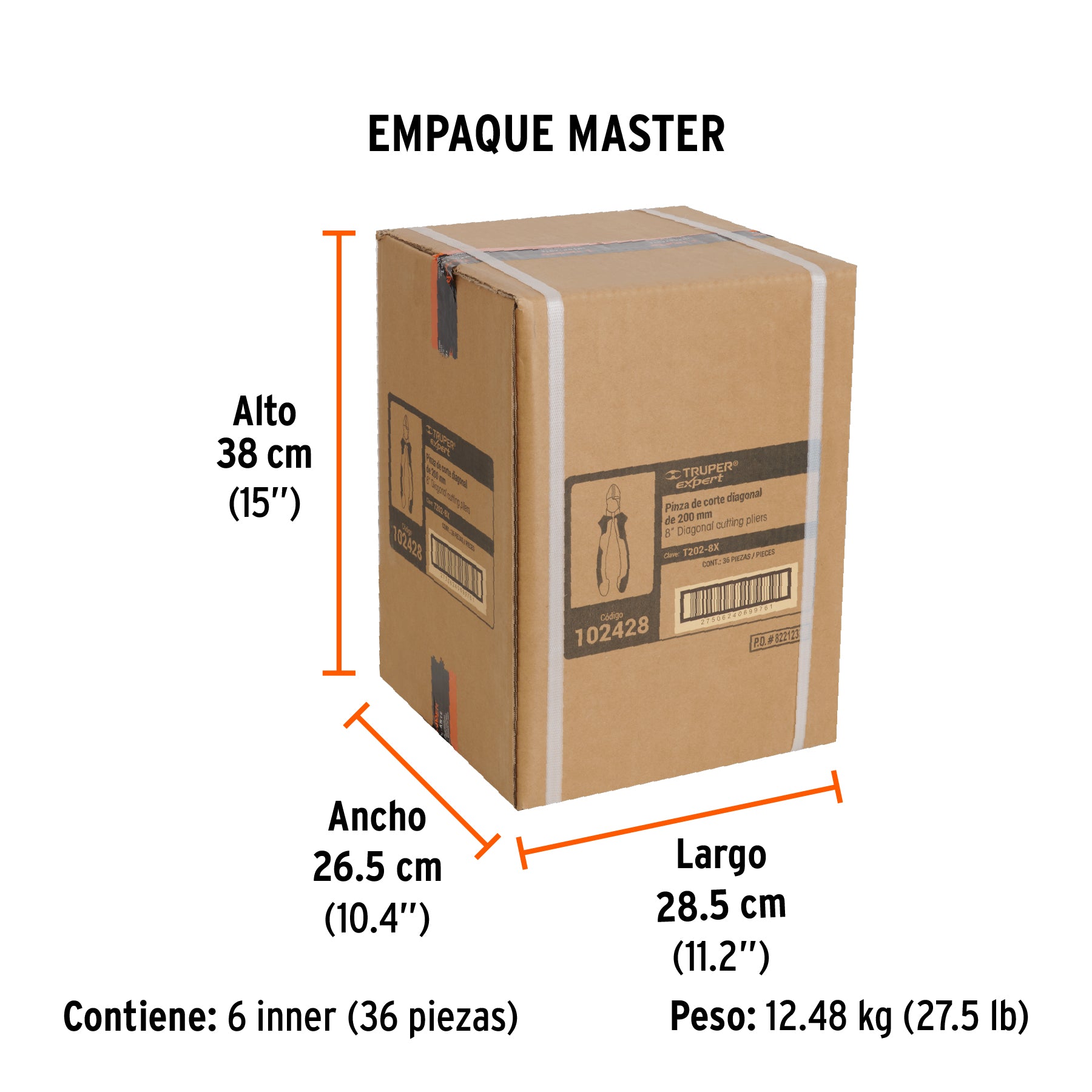Pinza corte diagonal 8' mango Comfort Grip, Truper Expert