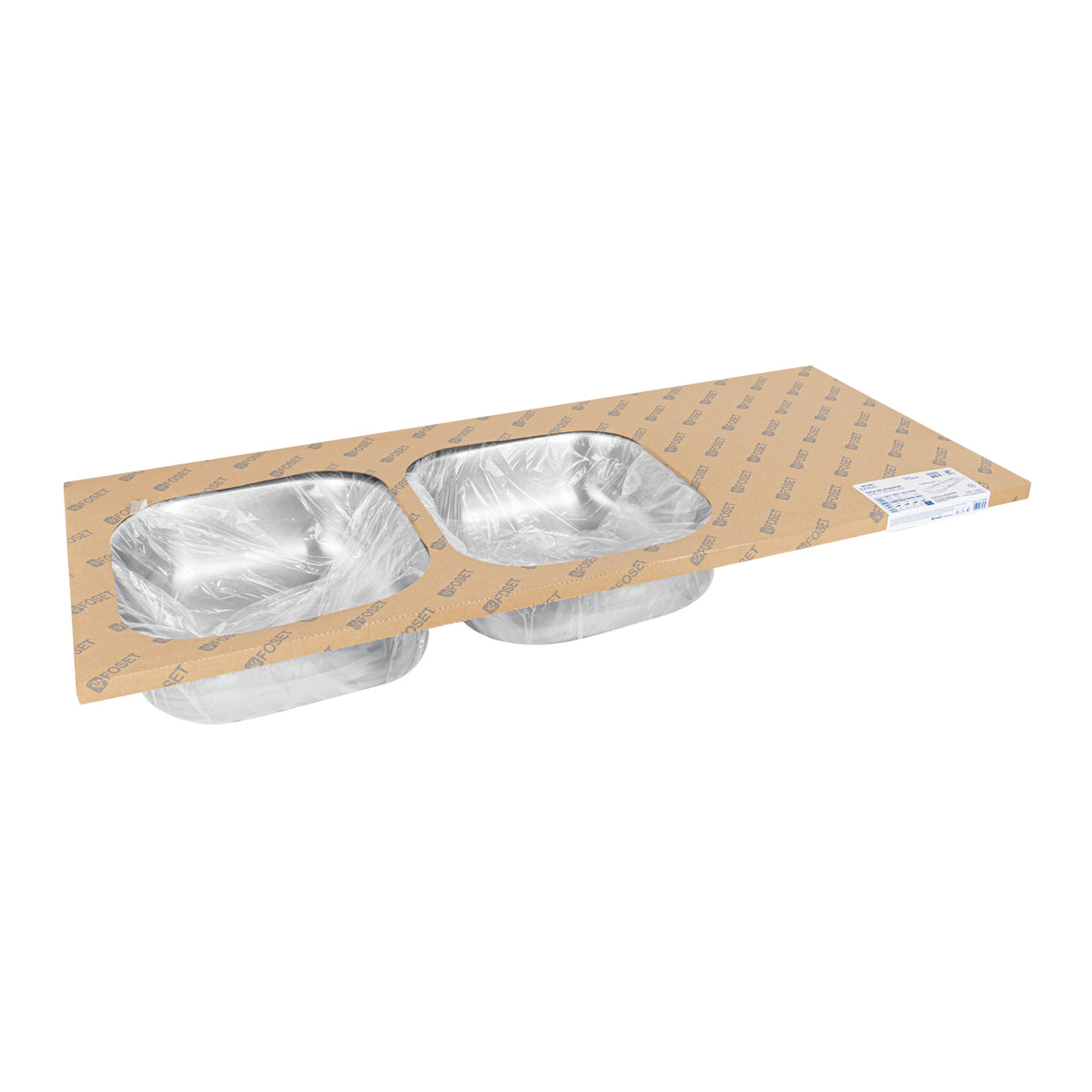 Tarja de empotrar 120x50x15 cm doble tina izquierda Basic