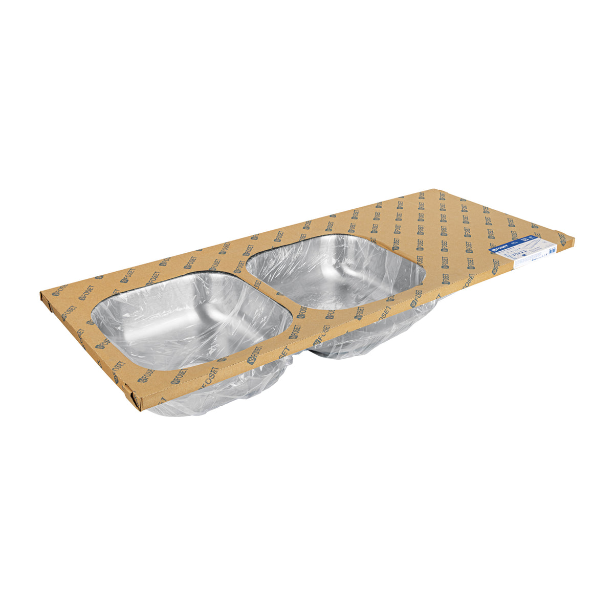 Tarja de empotrar 120 x 50 x 15, doble tina, izquierda