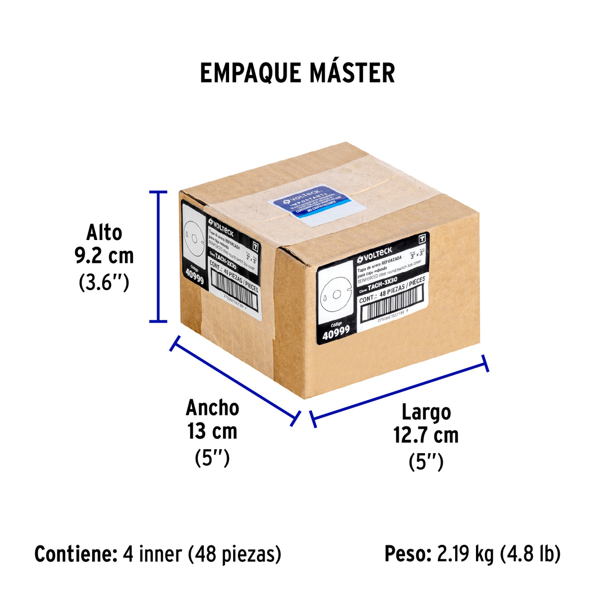 Tapa de 3' x 3' para caja octagonal, VOLTECK