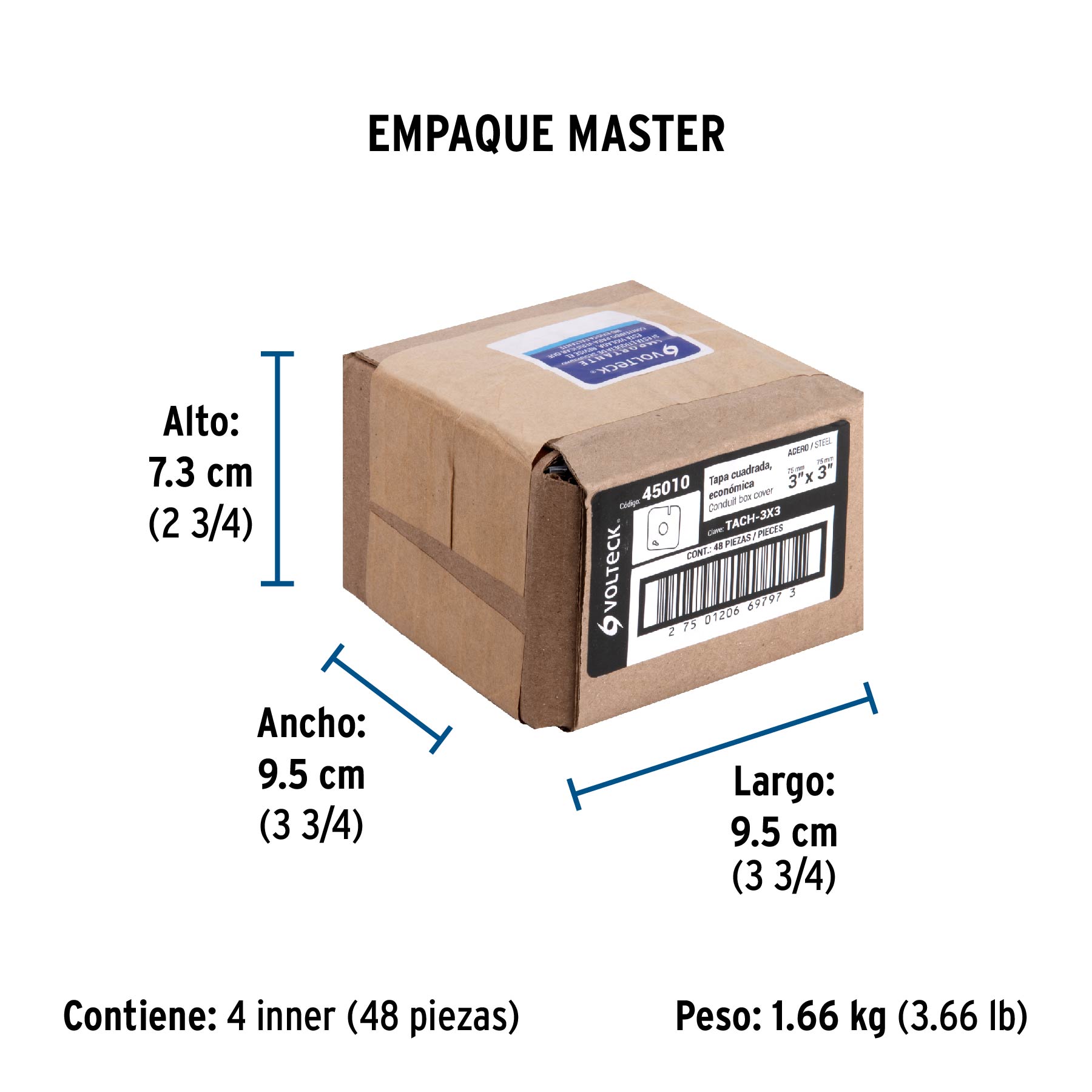 Tapa de acero para caja 3x3"