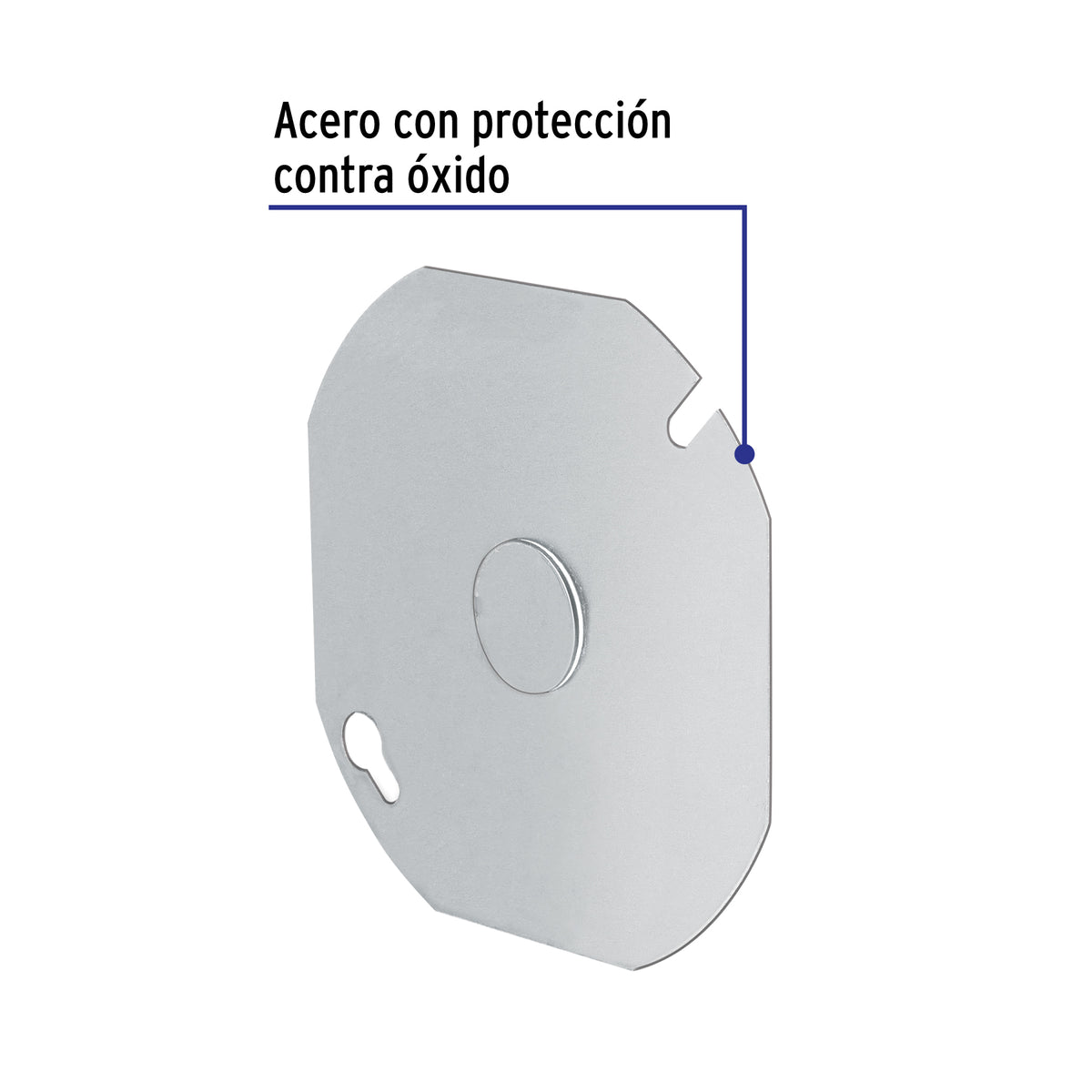 Tapa de acero para caja octagonal 4x4"