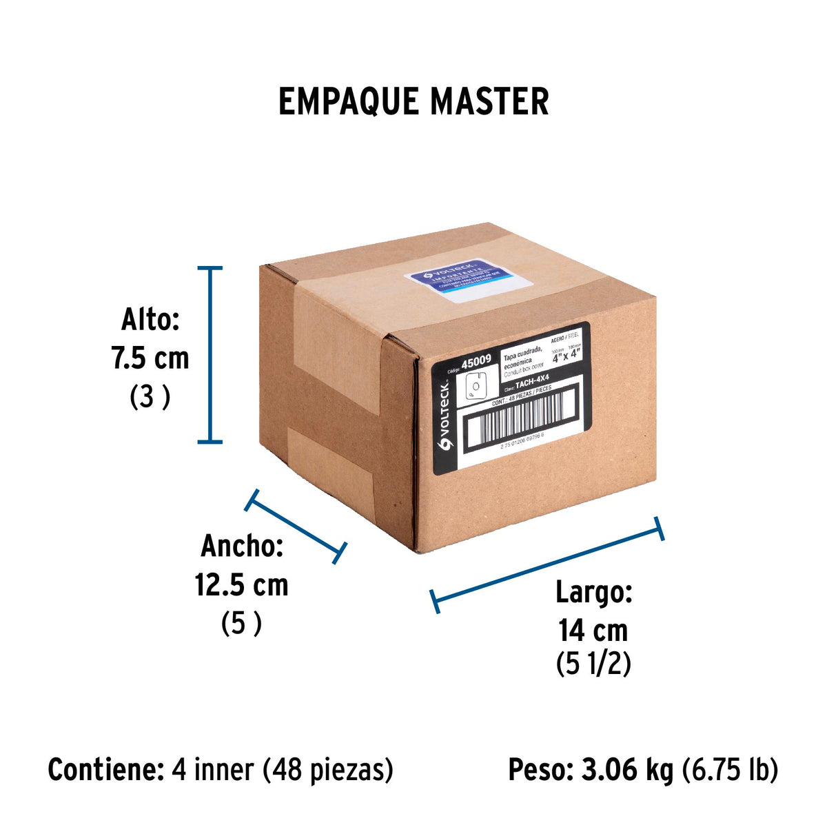 Tapa de acero para caja 4x4"