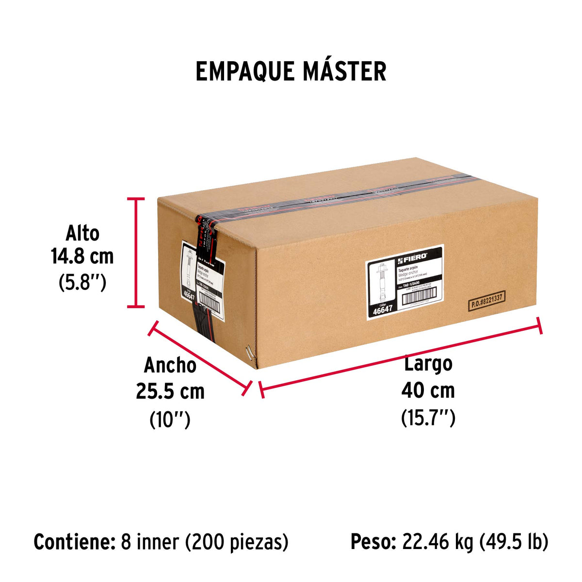 Caja con 25 taquetes arpón de 1/2' x 4-1/4', Fiero