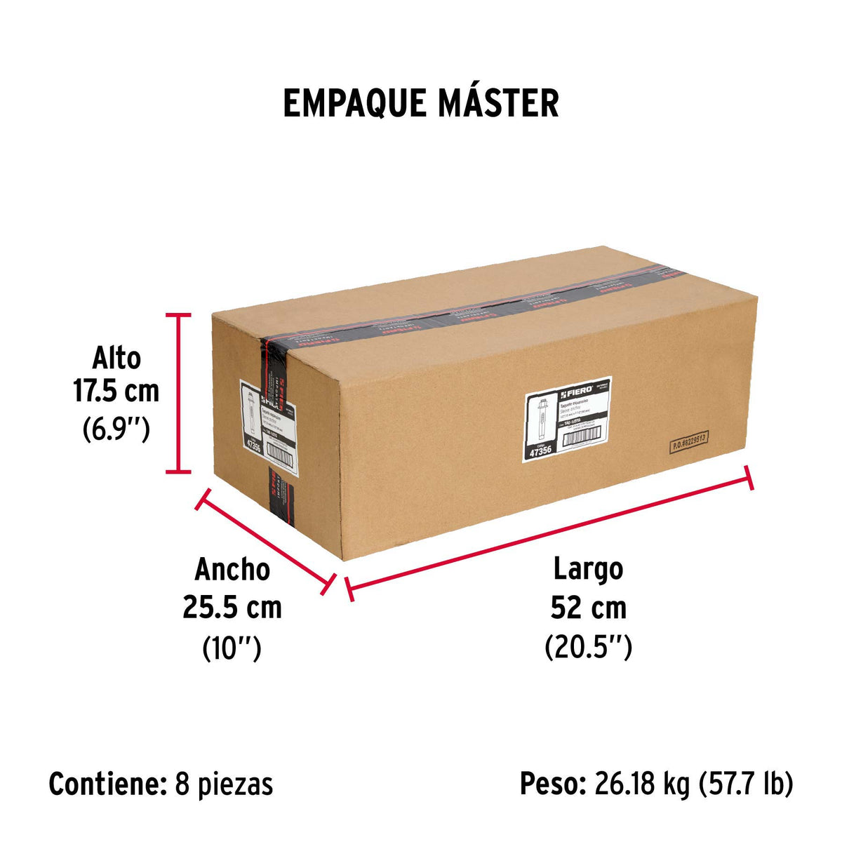 Taquete de expansión, 1/2" con tornillo, caja 25 piezas