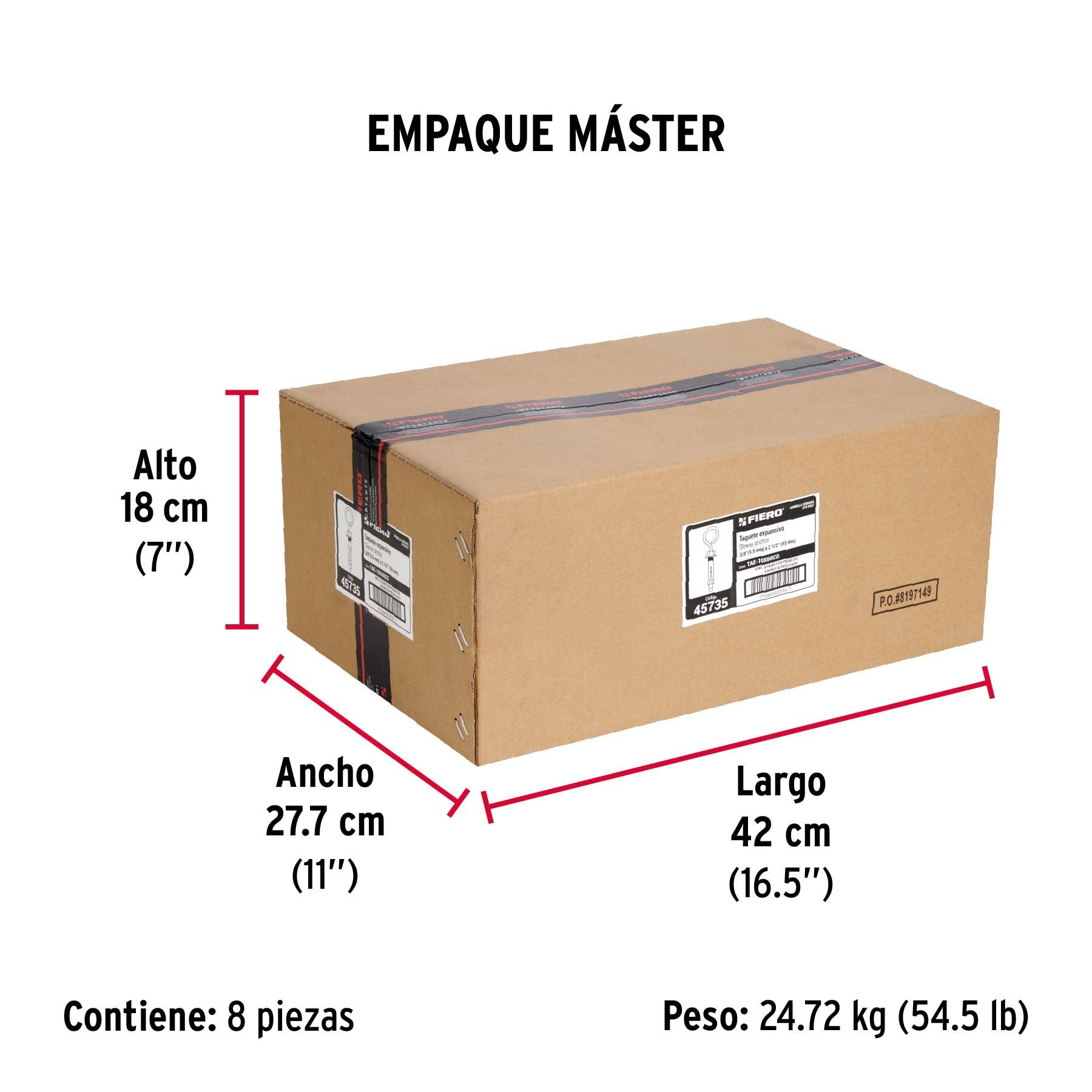 Caja con 50 taquetes expansivos 10x60 mm con armella cerrada