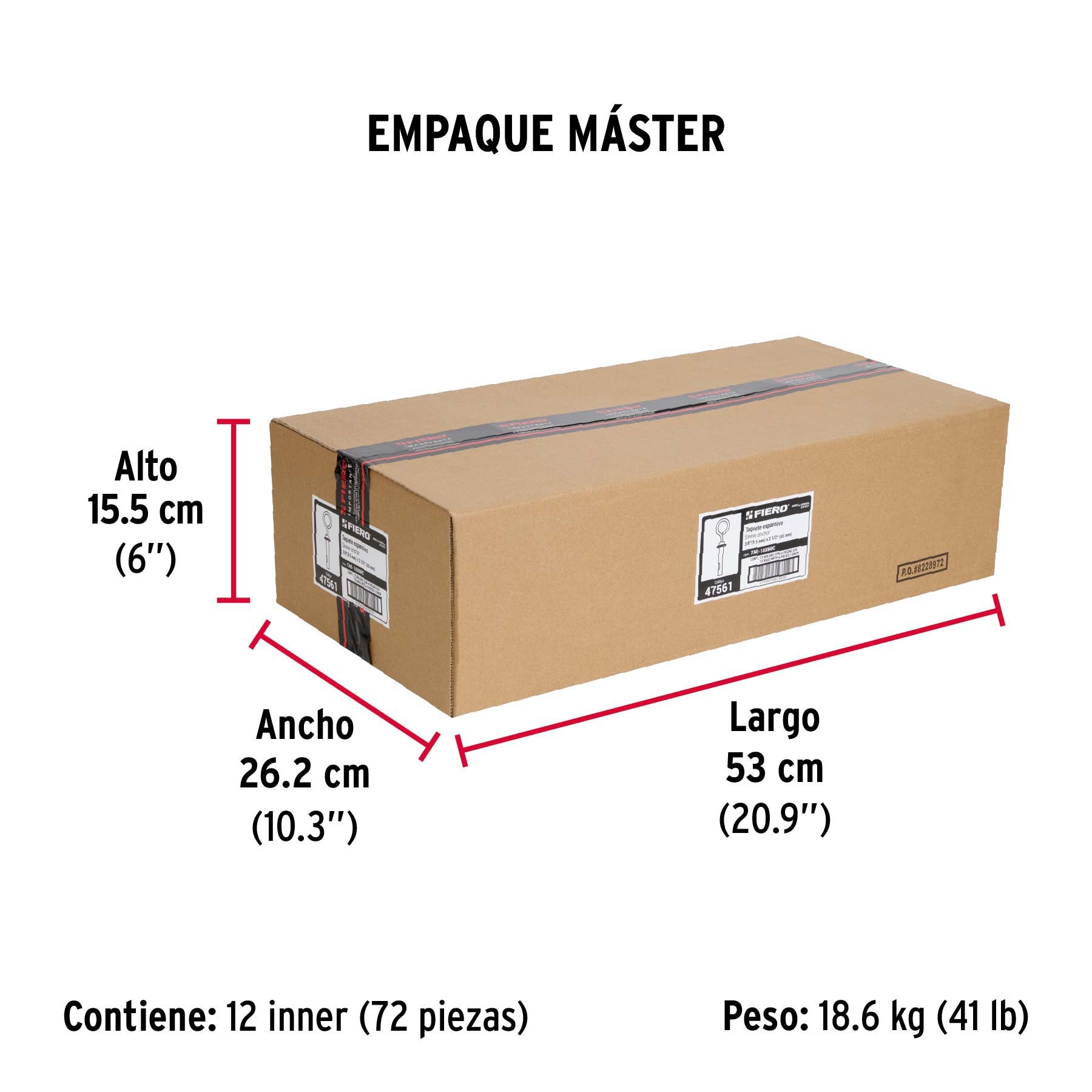 Taquete expansivo con armella cerrada, 10X60 mm,bolsa 4 pzas