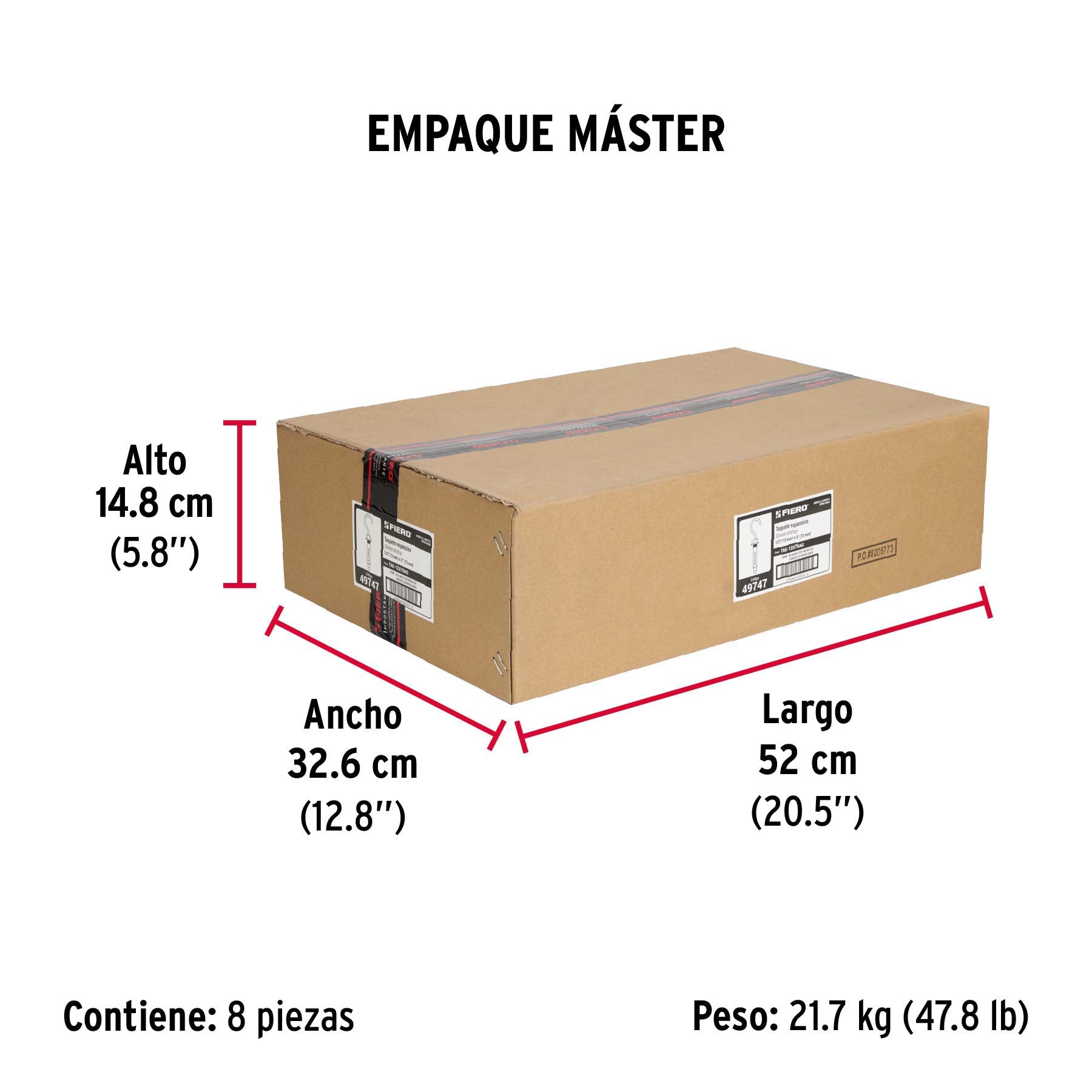 Caja con 25 taquetes expansivos 12x70 mm con armella abierta