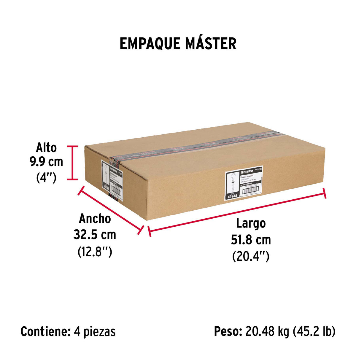 Caja con 25 taquetes expansivos 16x80 mm con armella abierta