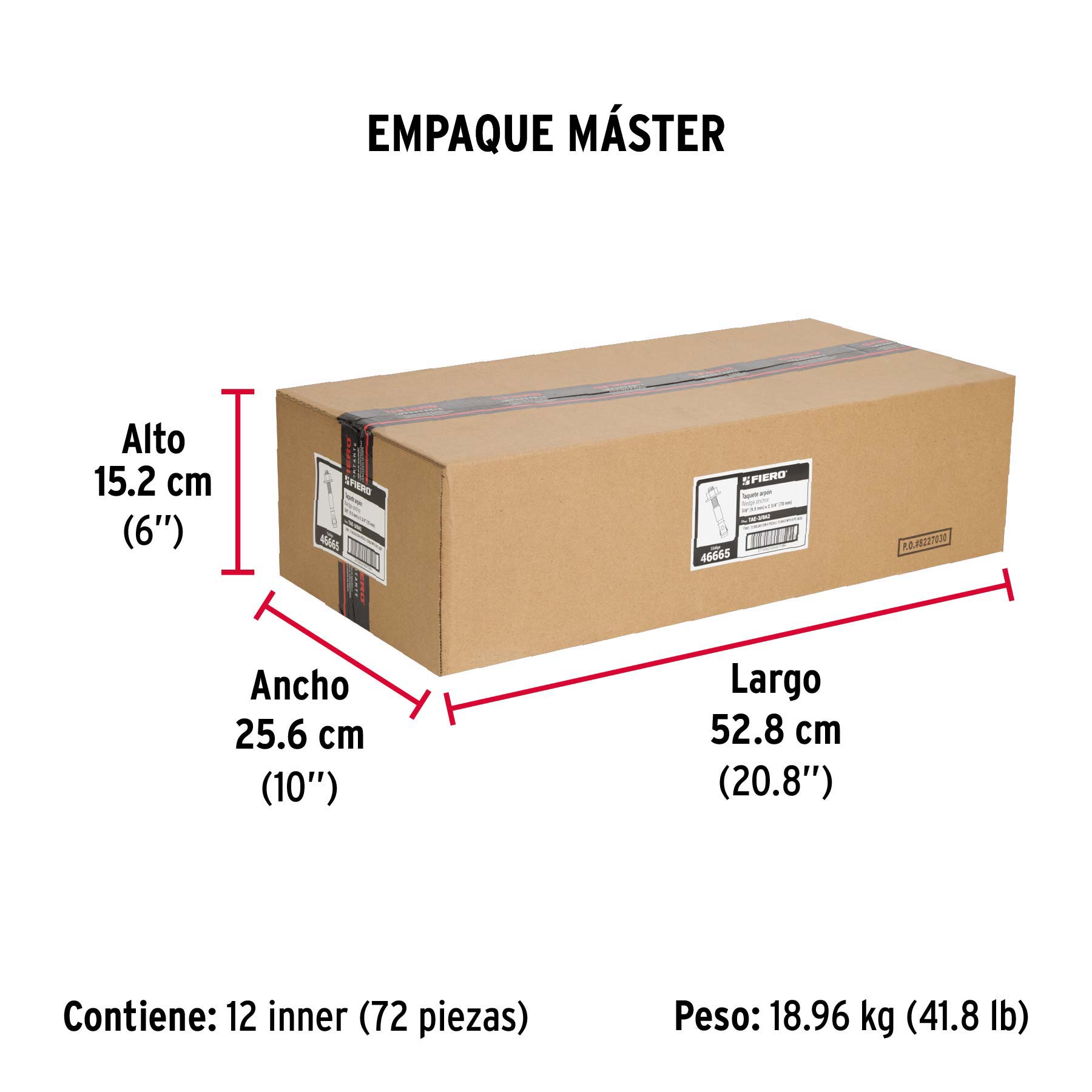 Bolsa con 6 taquetes arpón 3/8' x 2-3/4'
