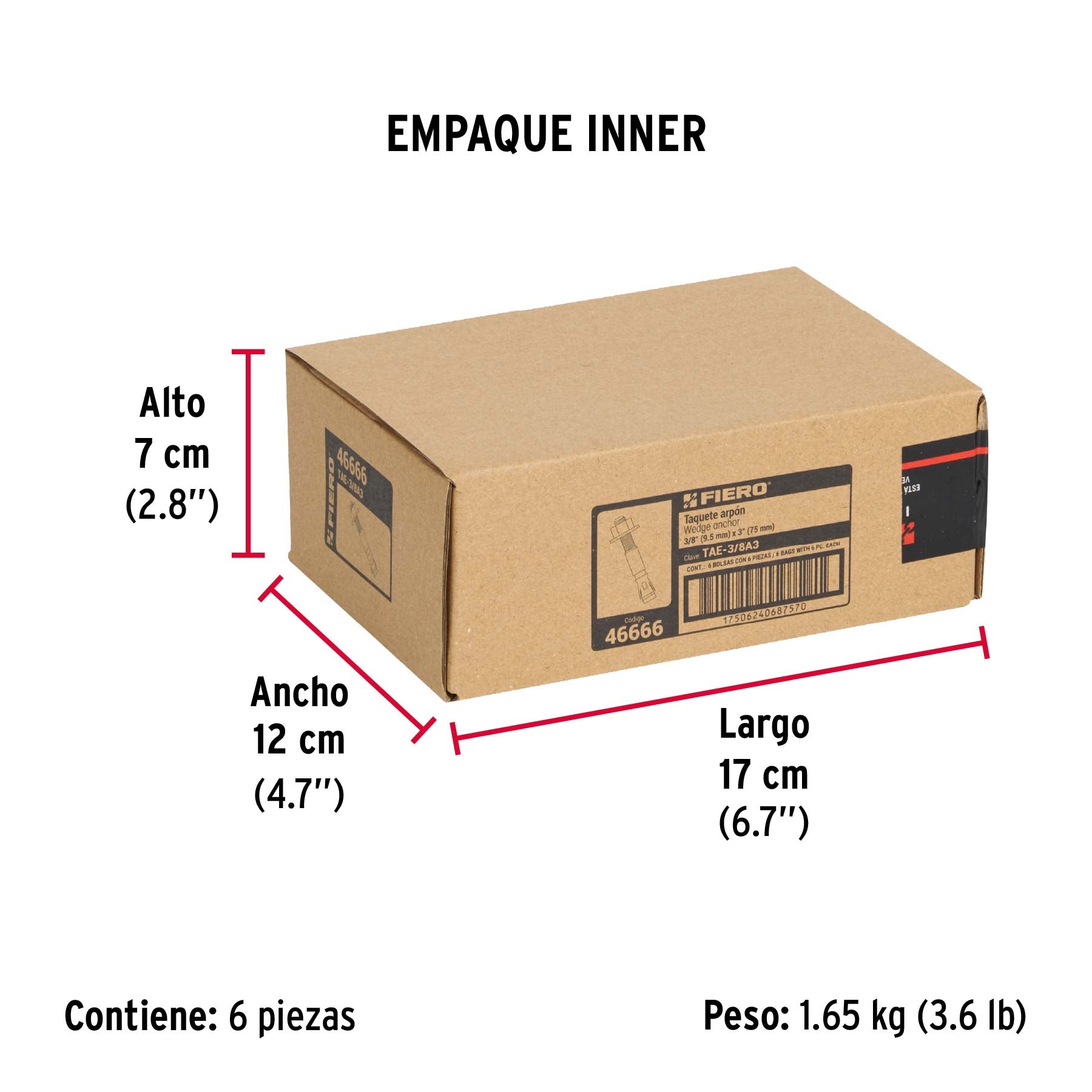Bolsa con 6 taquetes arpón 3/8' x 3'