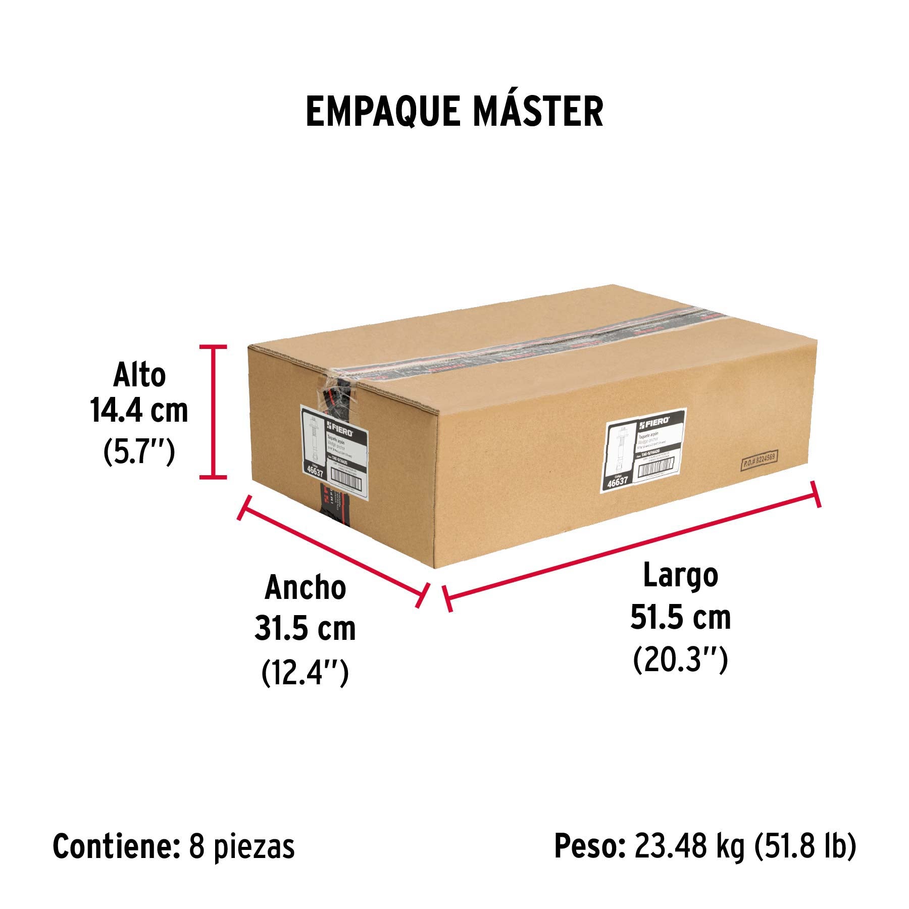 Caja con 100 taquetes arpón de 5/16' x 2-3/4', Fiero