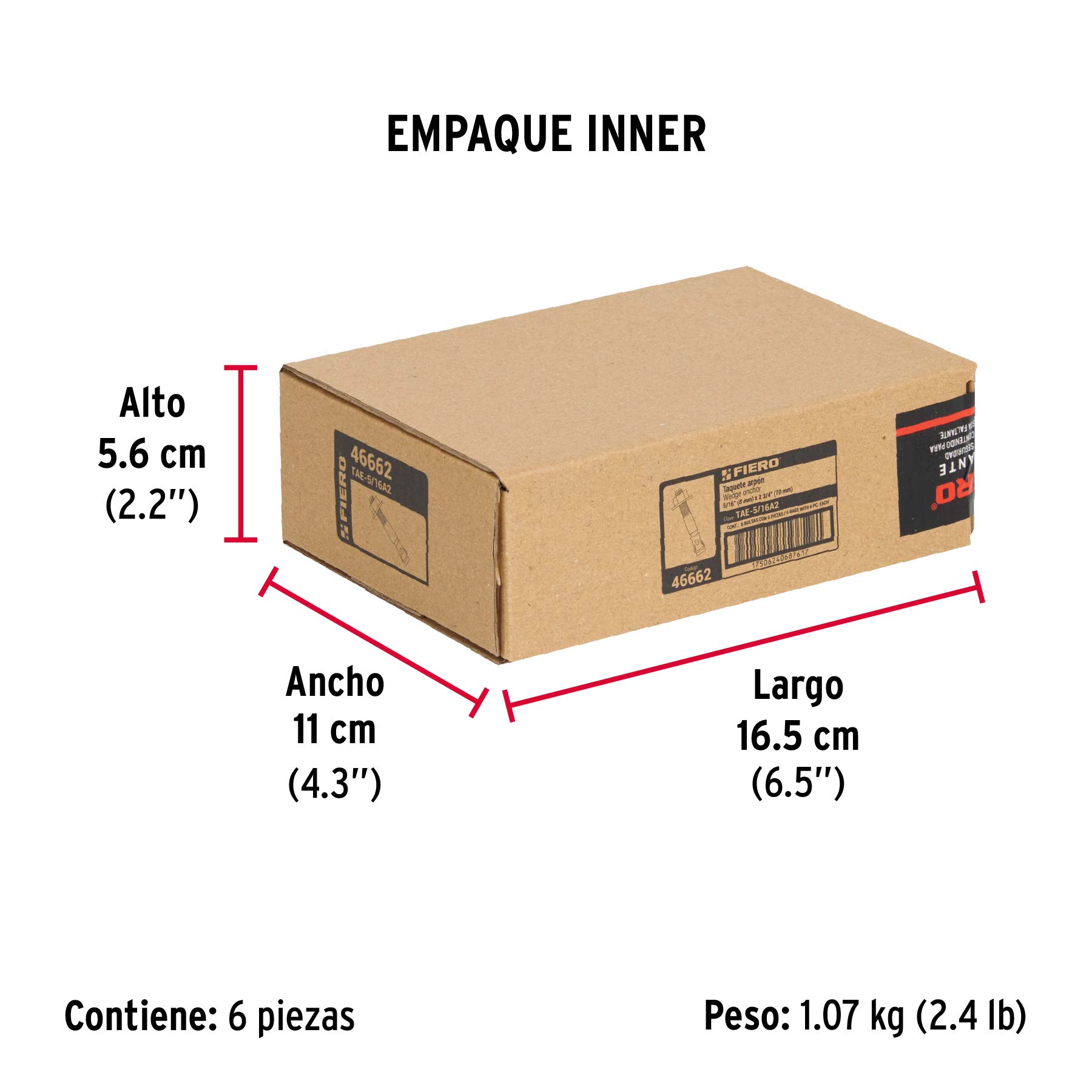 Bolsa con 6 taquetes arpón 5/16' x 2-3/4