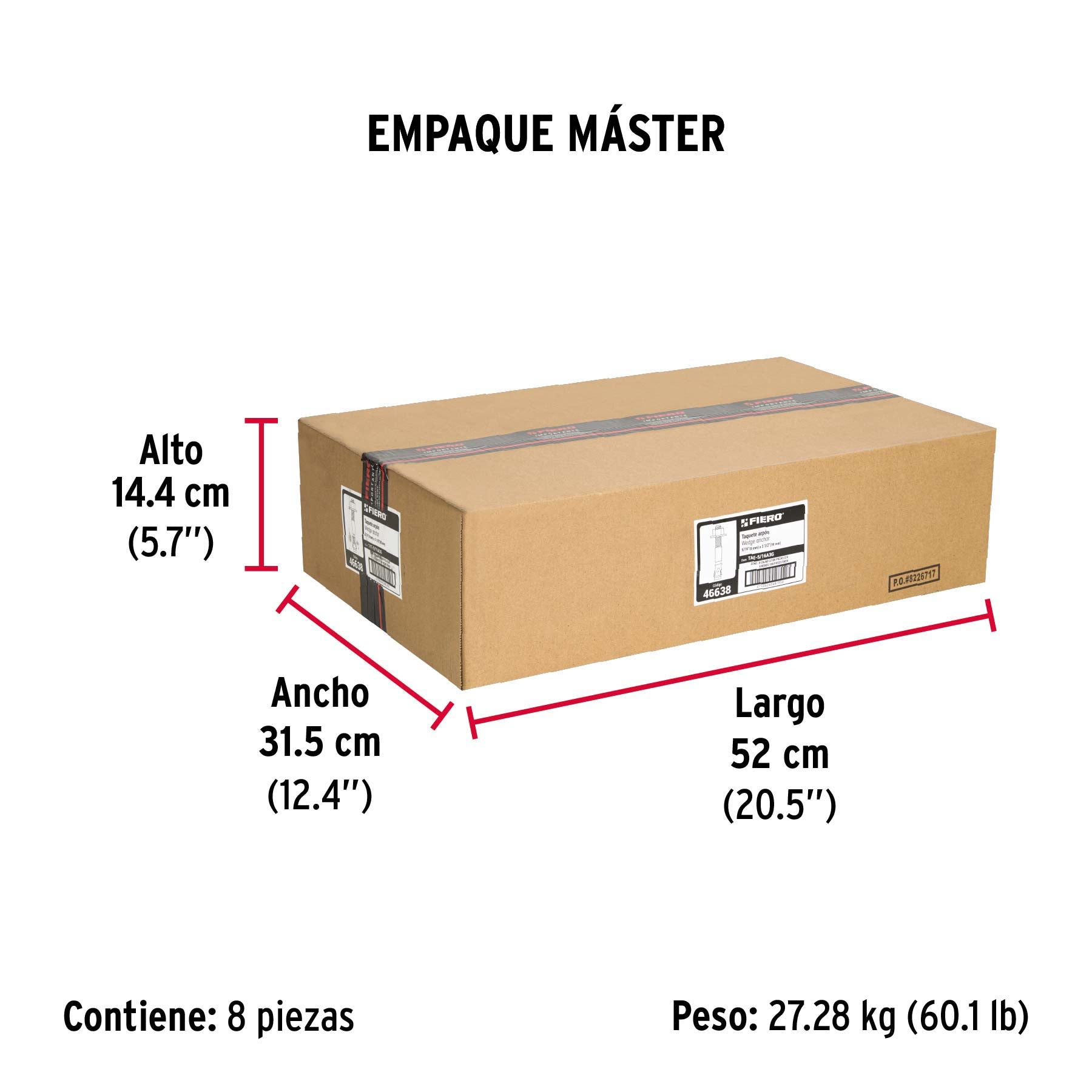 Caja con 100 taquetes arpón de 5/16' x 3-1/2', Fiero