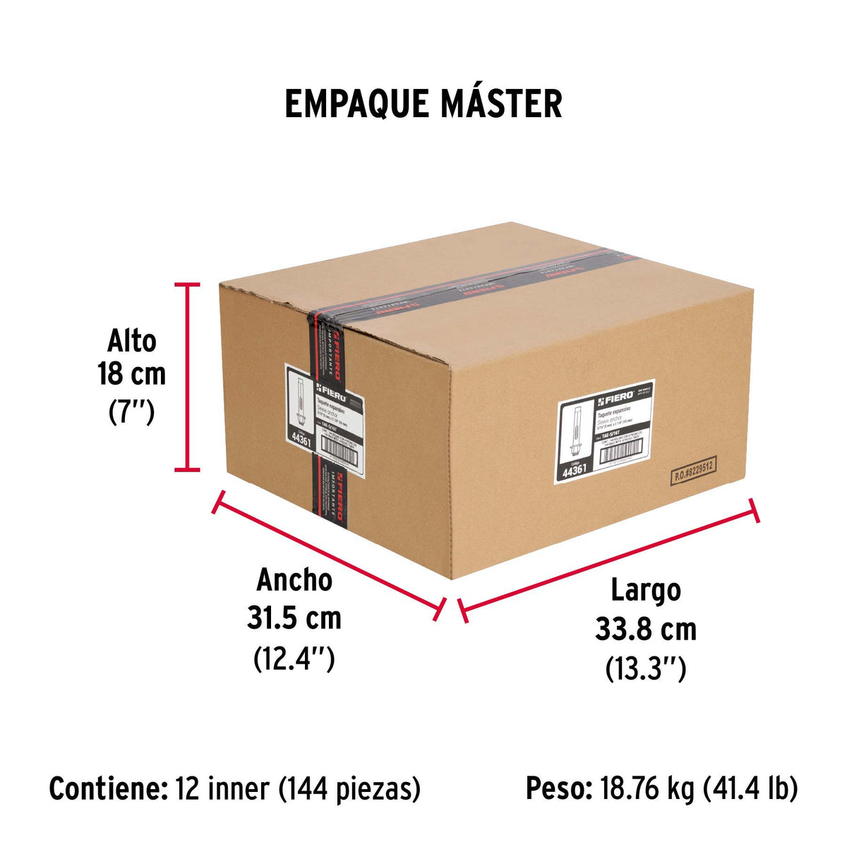 Taquete de expansión, 5/16",con tornillo, bolsa 4 pzas