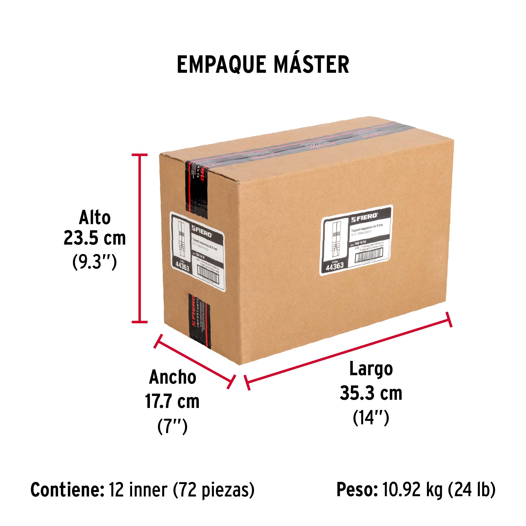 Taquete de expansión, 5/16", bolsa 4 piezas