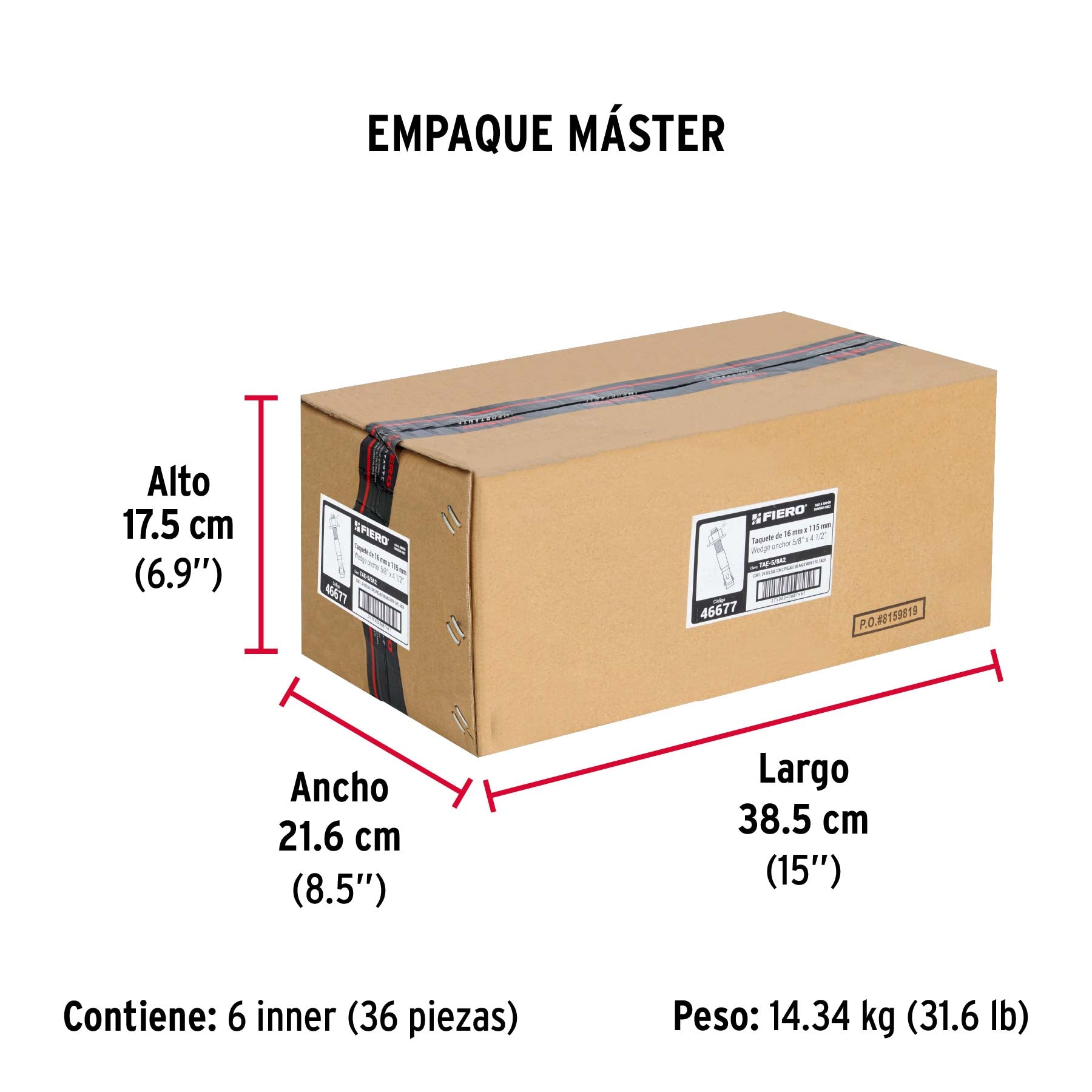 Bolsa con 2 taquetes arpón 5/8' x 4-1/2'