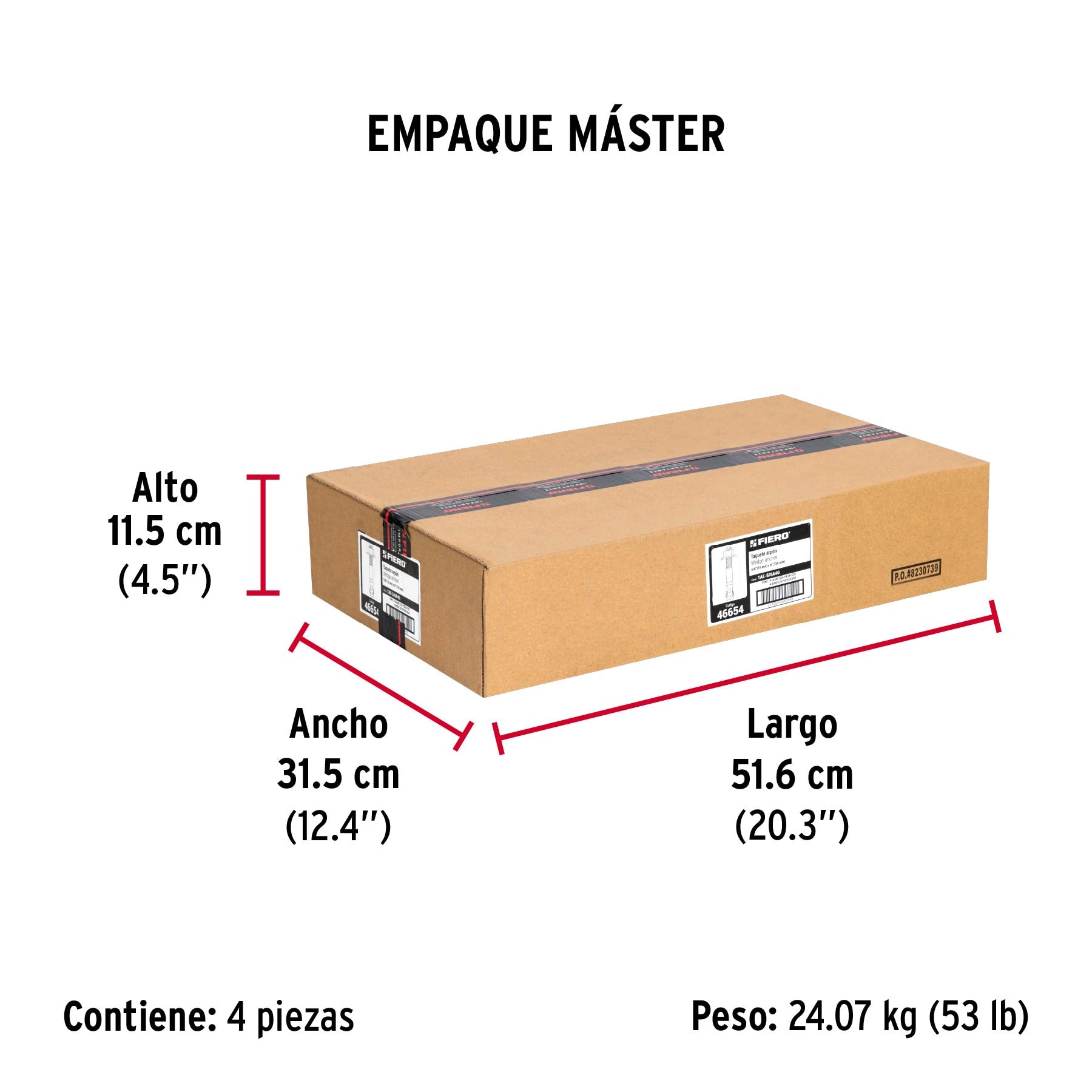 Caja con 25 taquetes arpón de 5/8' x 6', Fiero