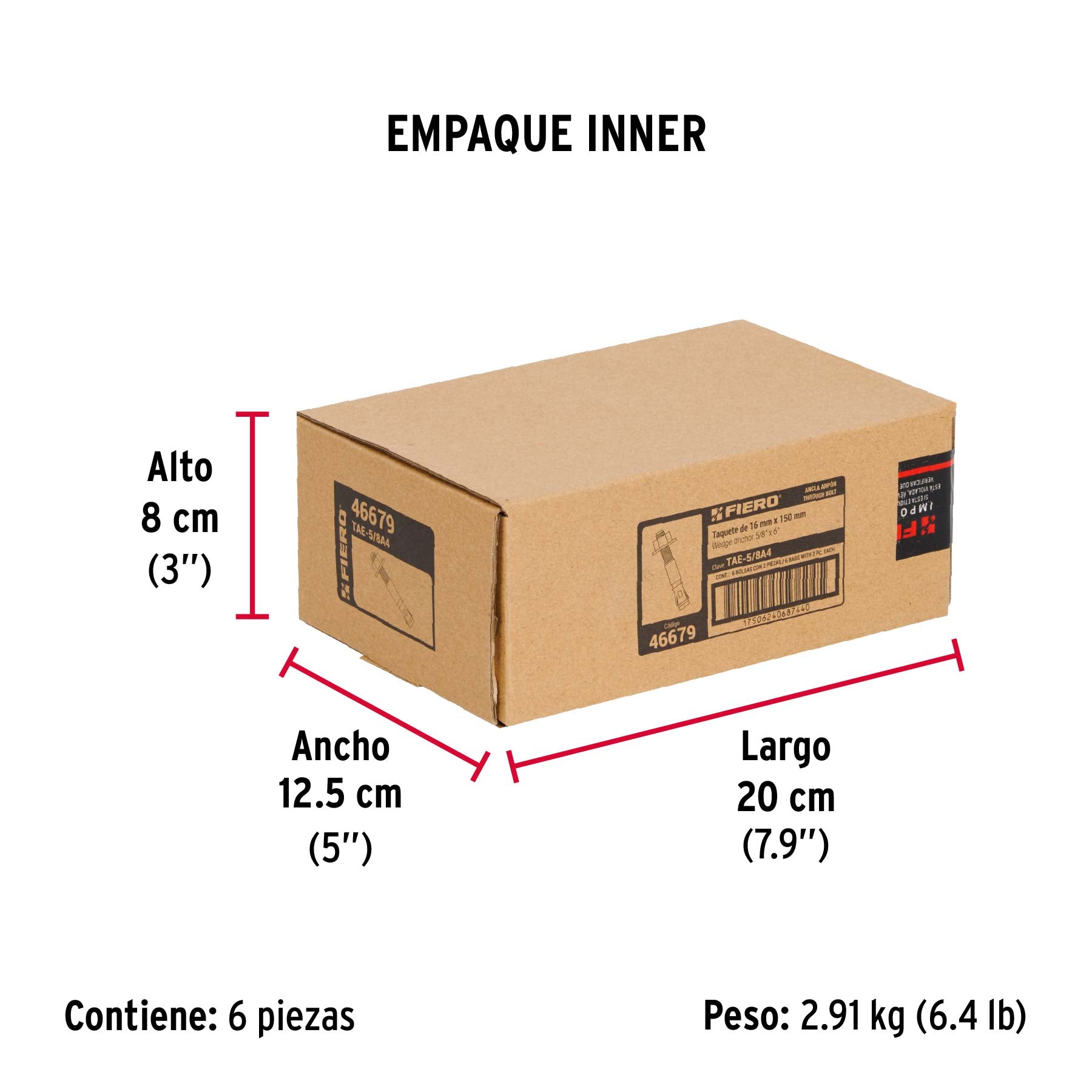 Bolsa con 2 taquetes arpón 5/8' x 6'