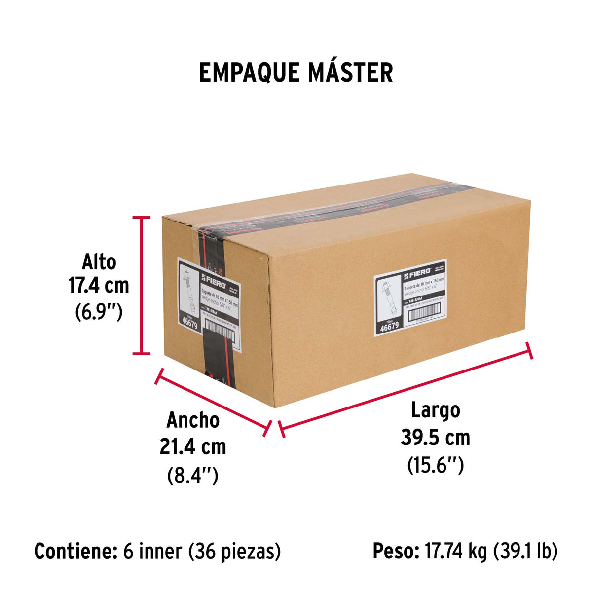 Bolsa con 2 taquetes arpón 5/8' x 6'