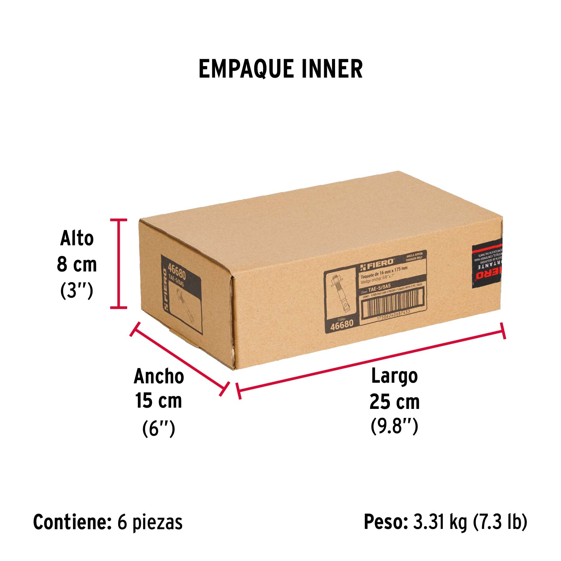 Bolsa con 2 taquetes arpón 5/8' x 7'