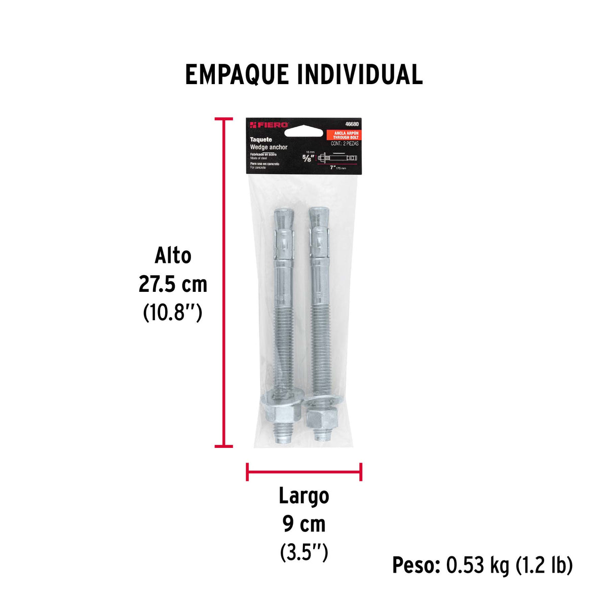 Bolsa con 2 taquetes arpón 5/8' x 7'