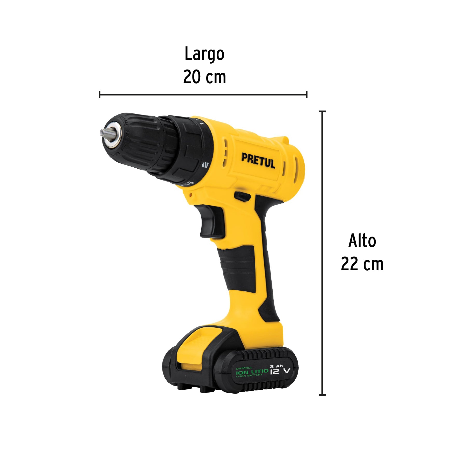 Kit taladro inalámbrico 3/8', 12V, 35 accesorios con maletín