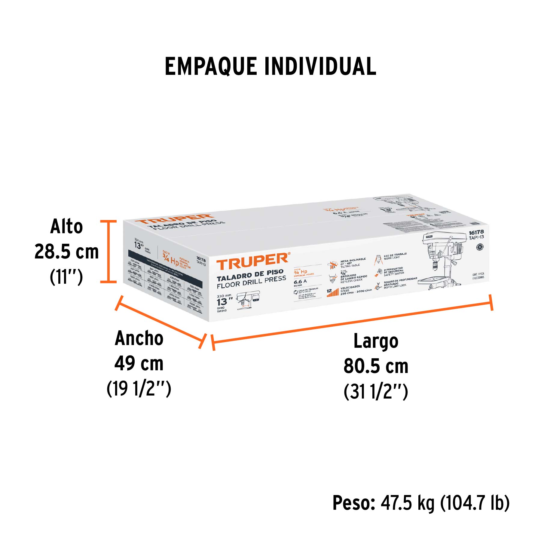 Taladro de piso 5/8 x 13"