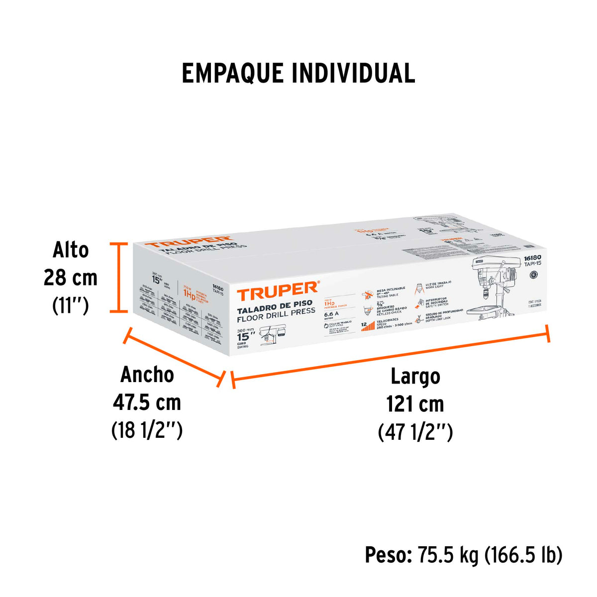 Taladro de piso 5/8 x 15"