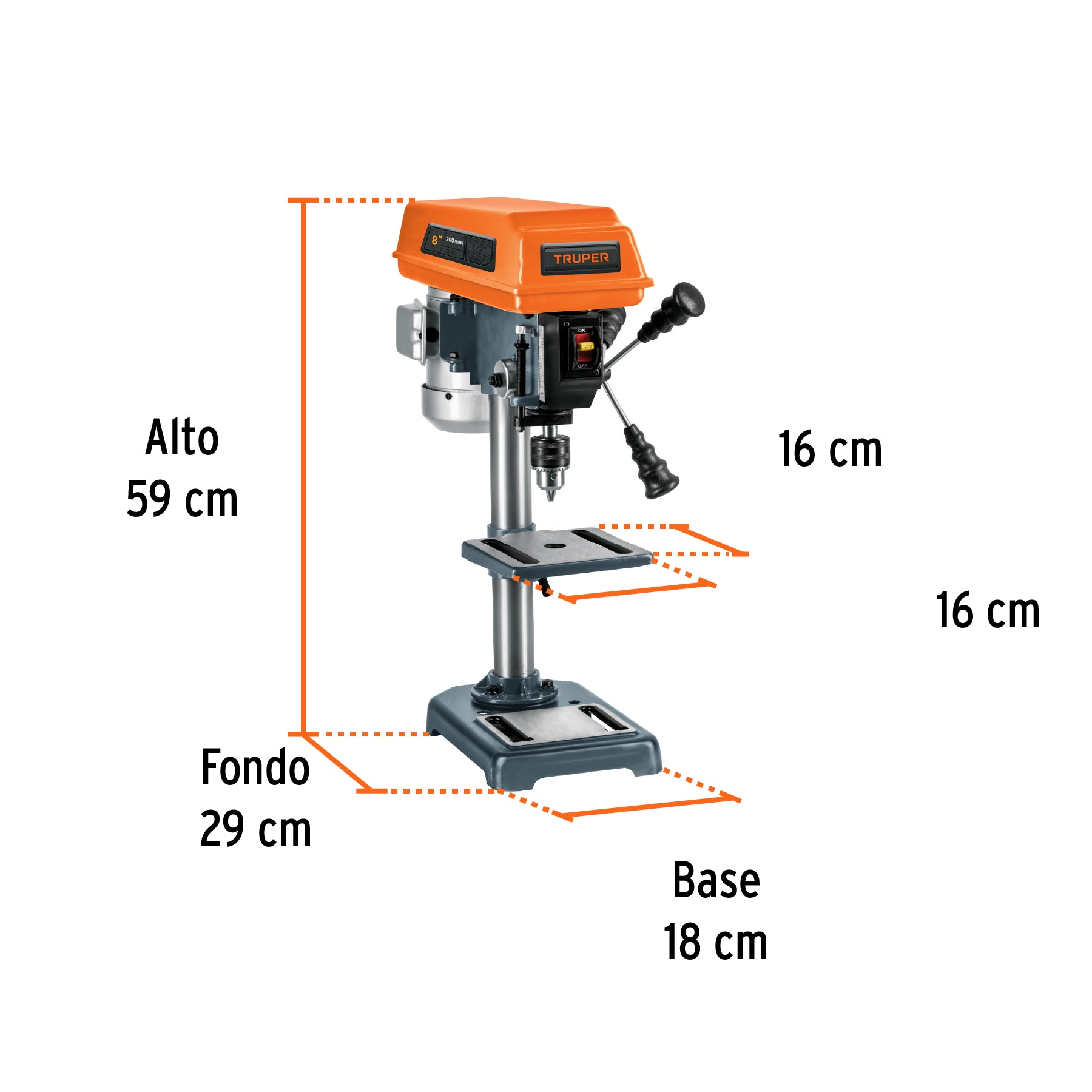 Taladro de piso 1/2 x 8"