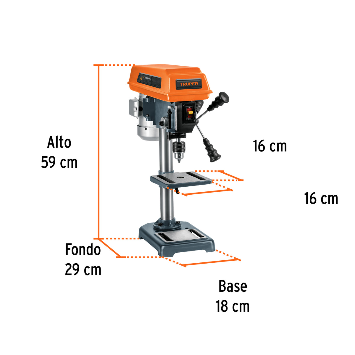 Taladro de piso 1/2 x 8"