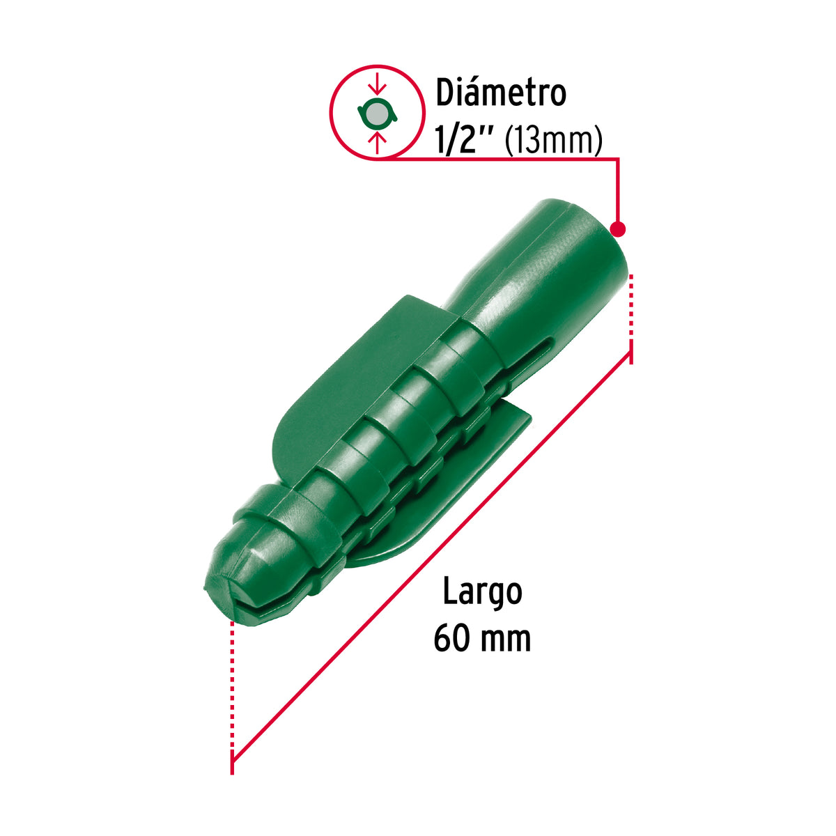 Taquete plástico de 1/2', 50 piezas