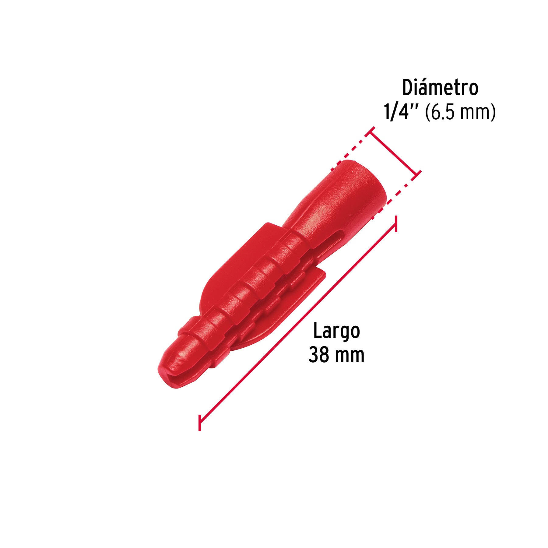 Taquete de 1/4", de plastico, bolsa 50 piezas