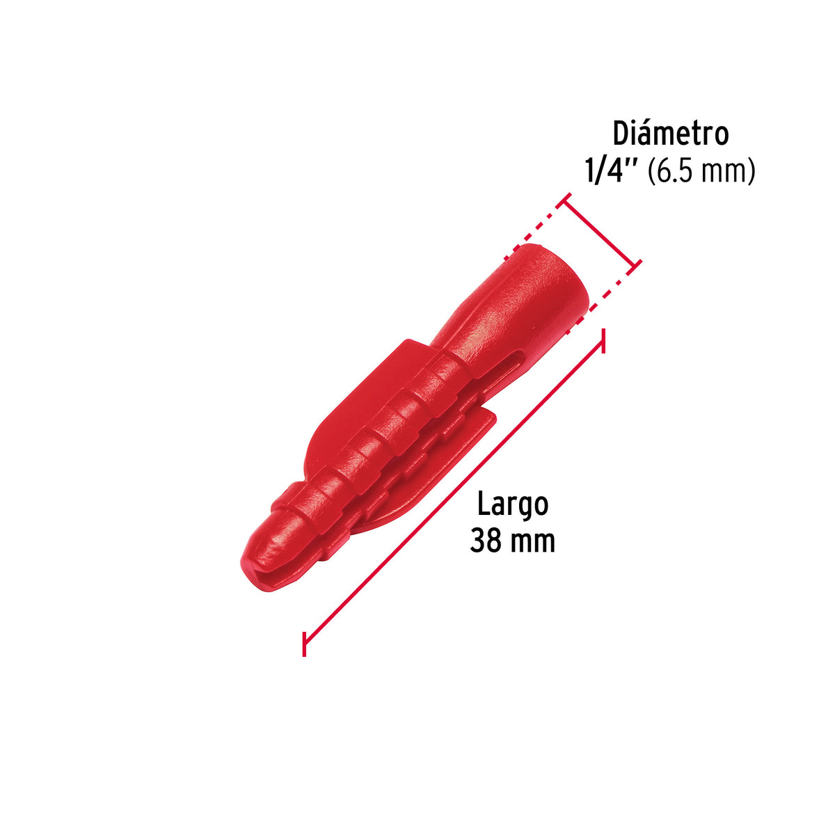 Taquete de 1/4", de plastico, bolsa 50 piezas