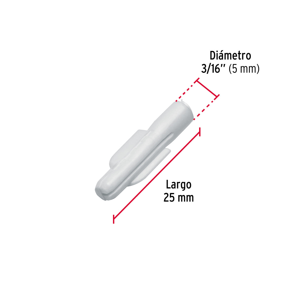 Taquete plástico de 3/16', 50 piezas
