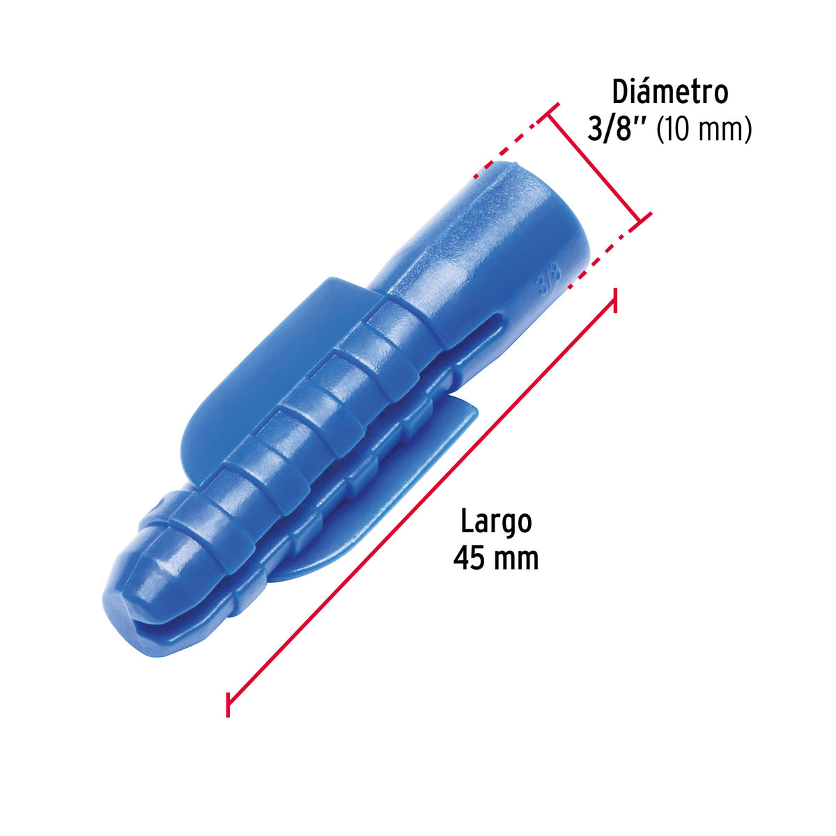 Taquete de 3/8", de plastico, bolsa 50 piezas
