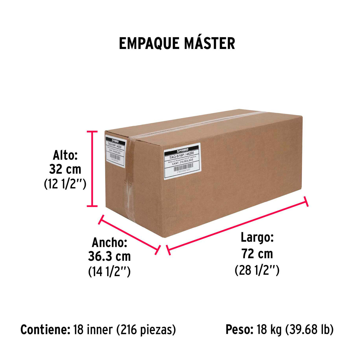 Taquete de 5/16", de plastico, bolsa 50 piezas