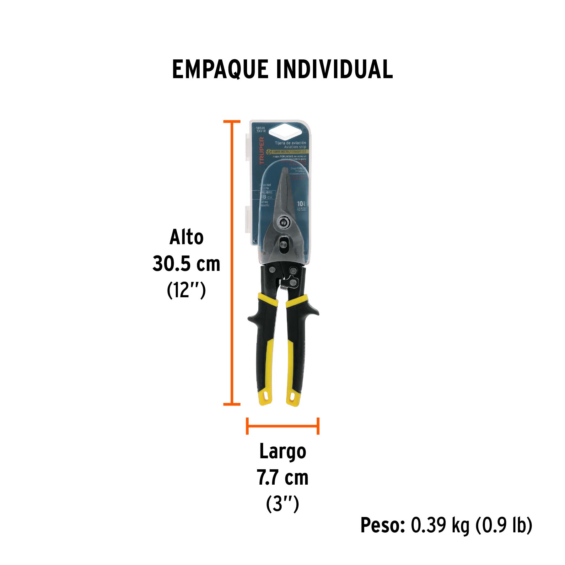 Tijera de aviación recta