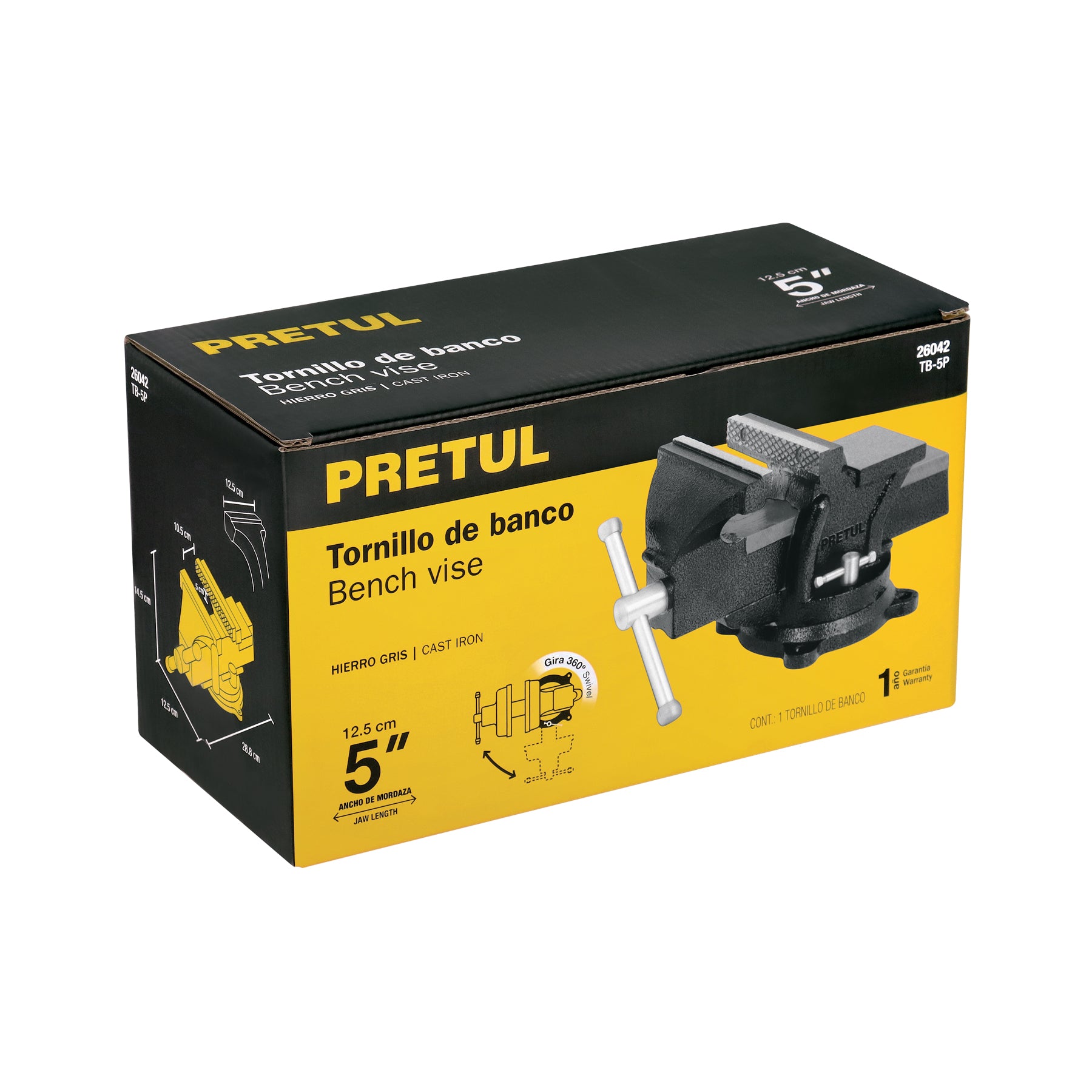 Tornillos de banco, hierro gris, 5", Pretul