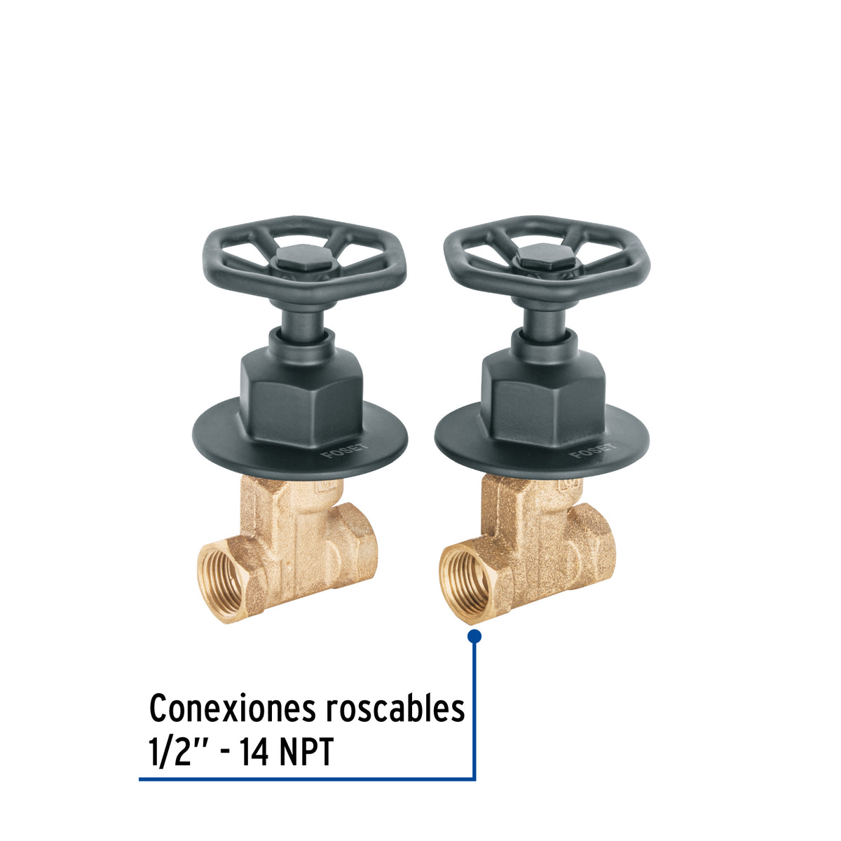 Juego manerales redondos, roscables p/regadera, negro, Foset
