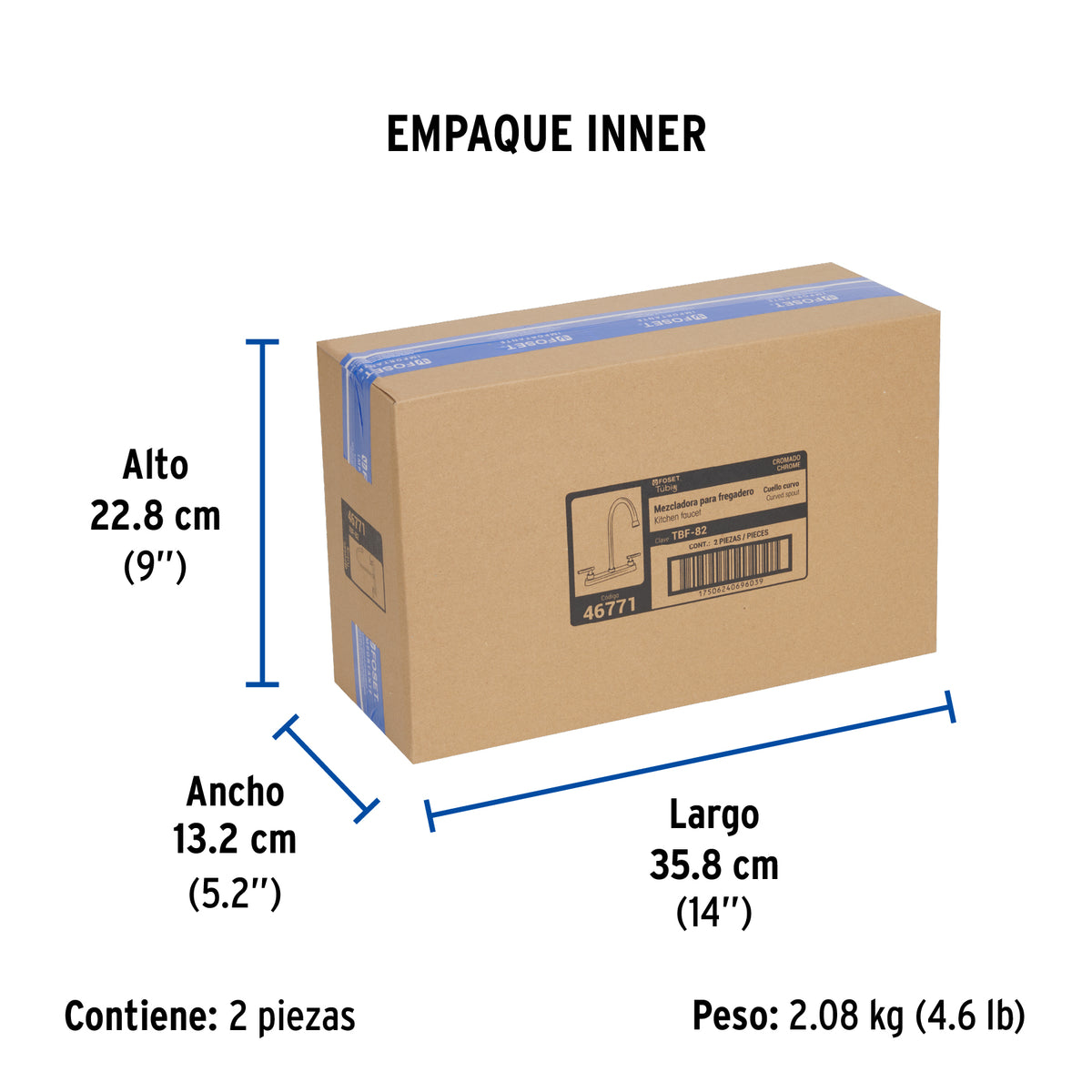 Mezcladora para fregadero, manerales palanca, cromo, Tubig